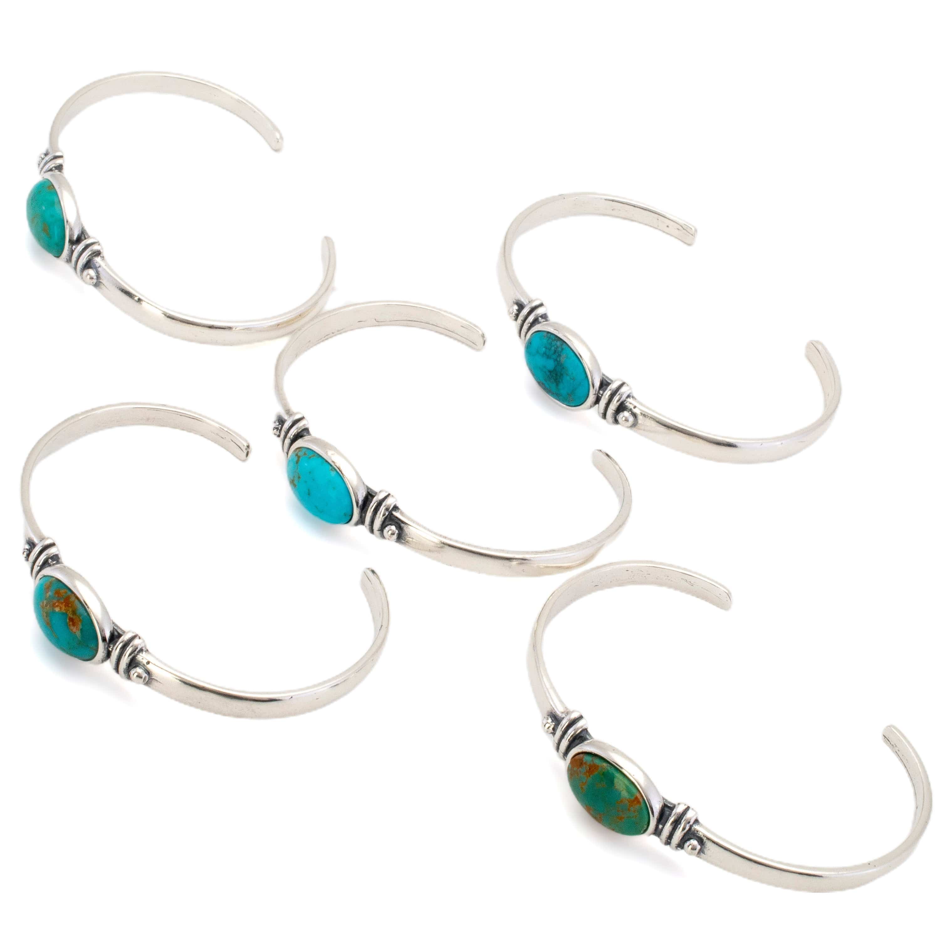 Kalifano Southwest Silver Jewelry Oval Kingman Turquoise USA Handmade 925 Sterling Silver Cuff NMB350.002