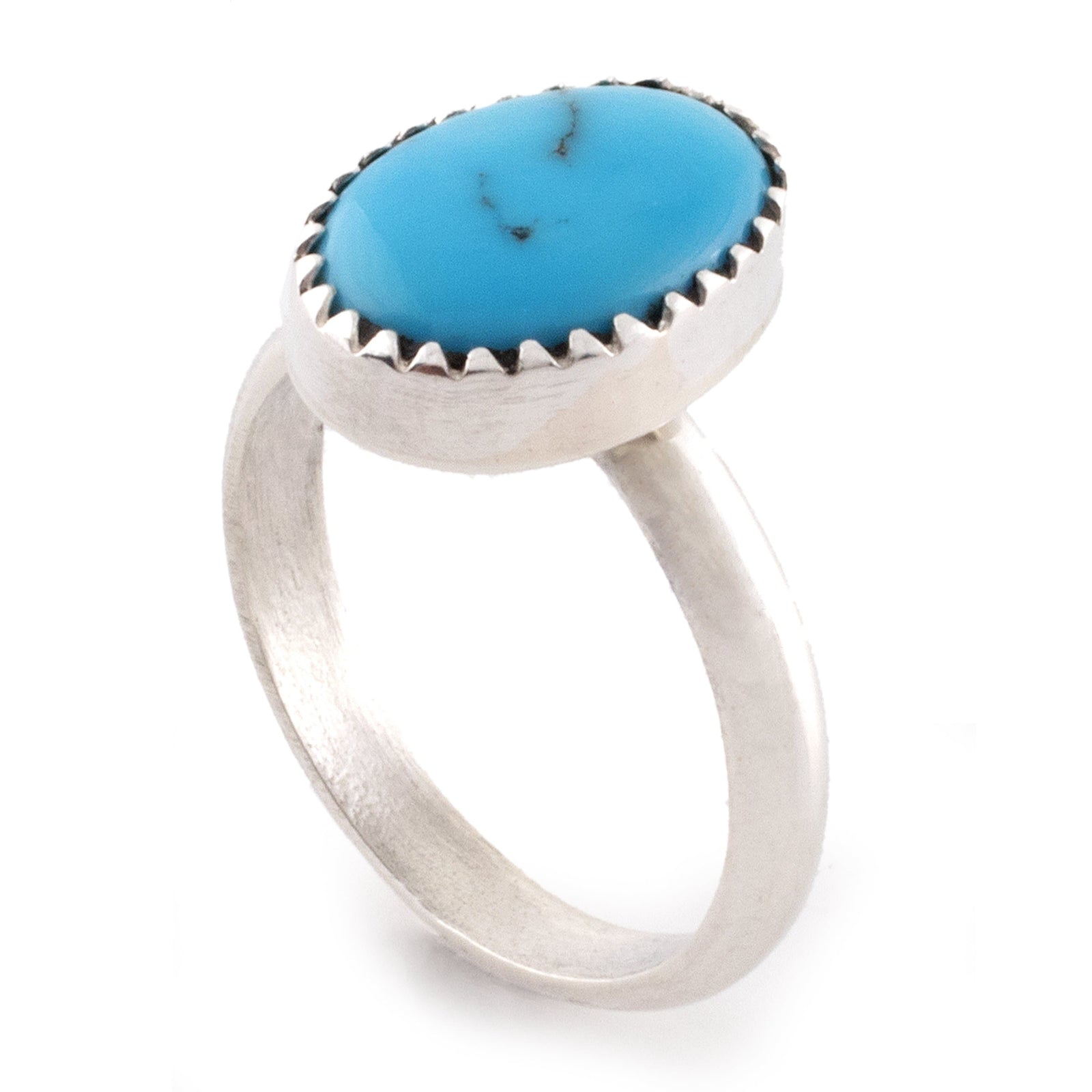 Kalifano Southwest Silver Jewelry Sleeping Beauty Turquoise 925 Sterling Silver Ring USA Handmade