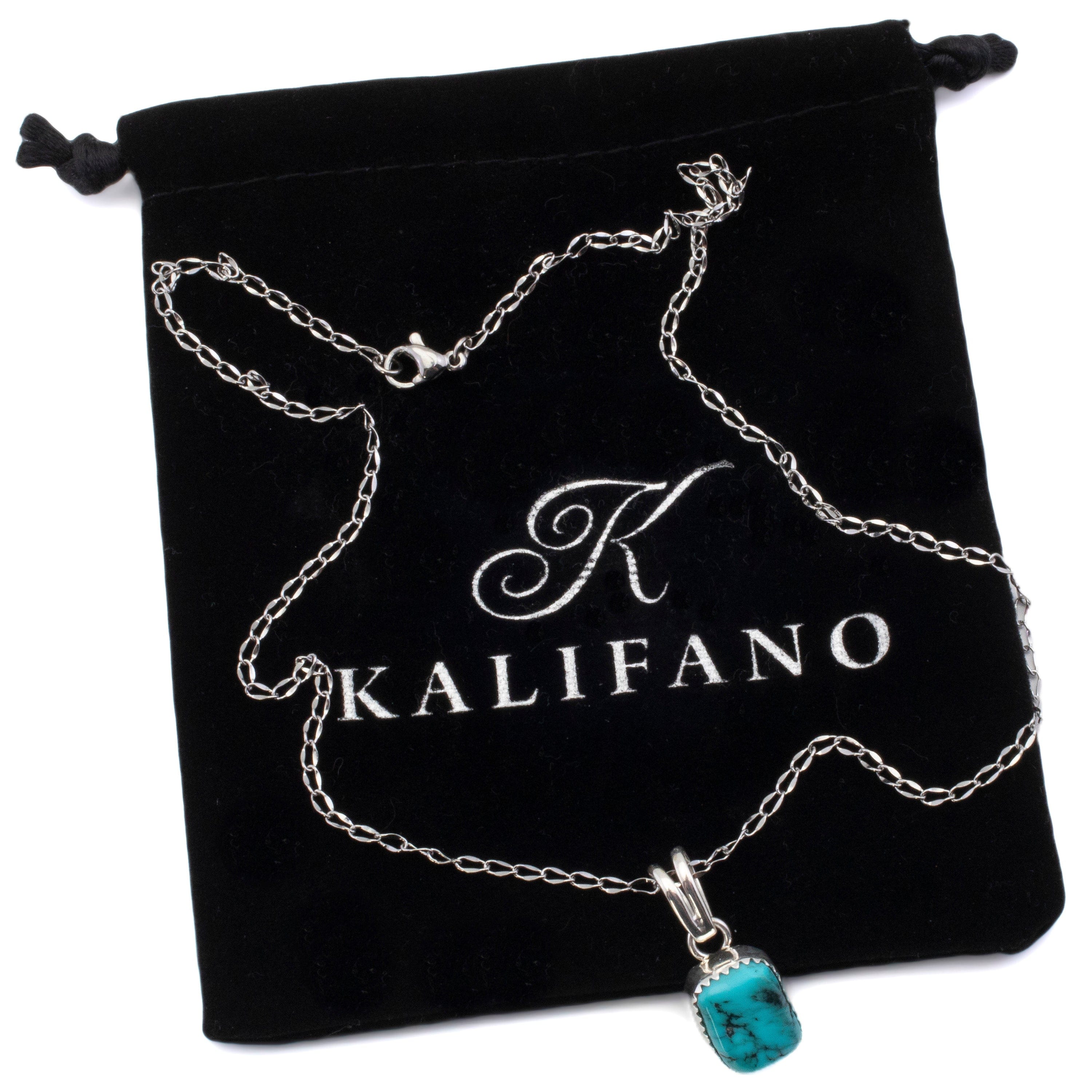 Kalifano Southwest Silver Jewelry Sleeping Beauty Turquoise USA Handmade 925 Sterling Silver Pendant NMN.0028.TQ
