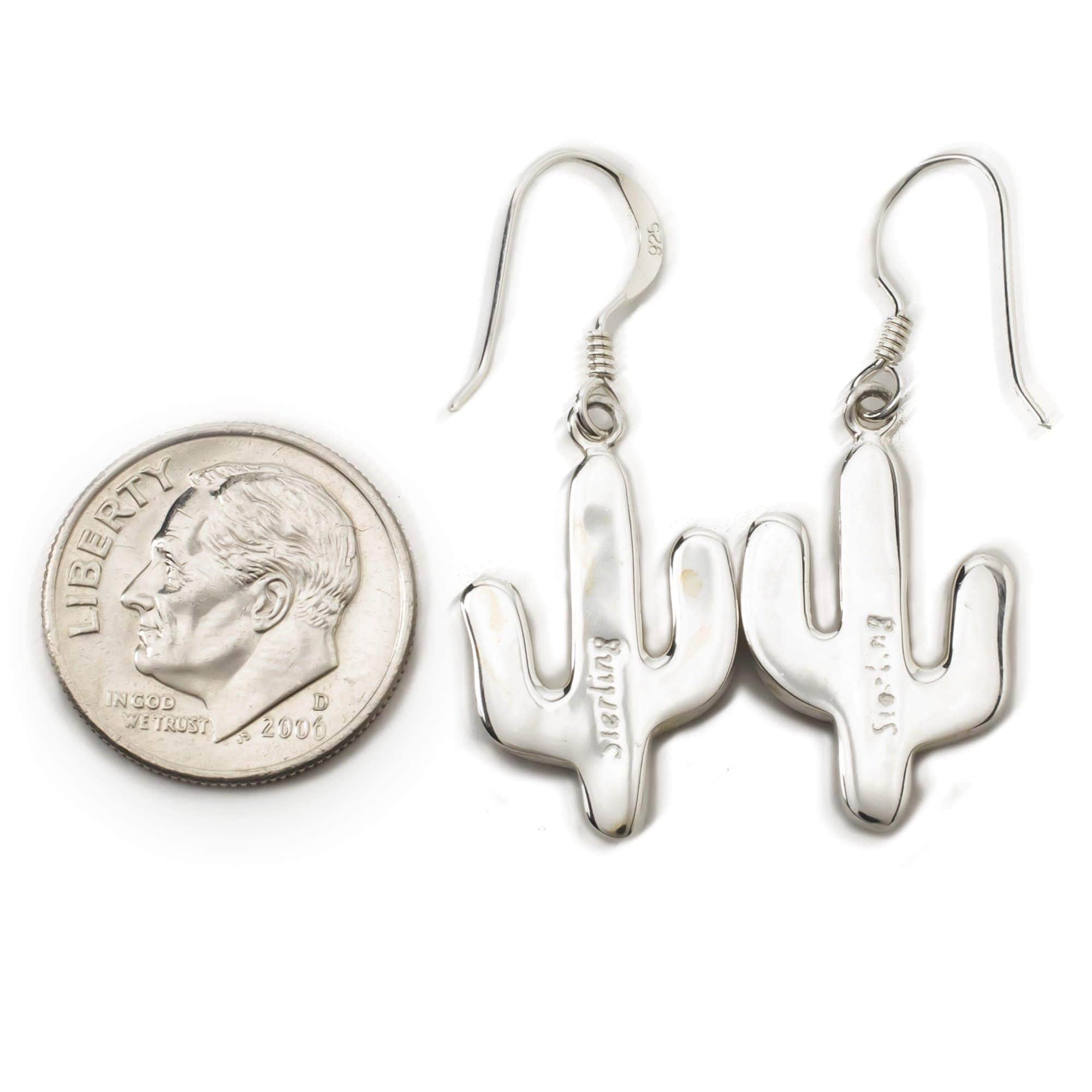 Kalifano Southwest Silver Jewelry Spiny Oyster Shell Cactus 925 Sterling Silver Earring with French Hook USA Handmade with Opal Accent NME.0602.SP