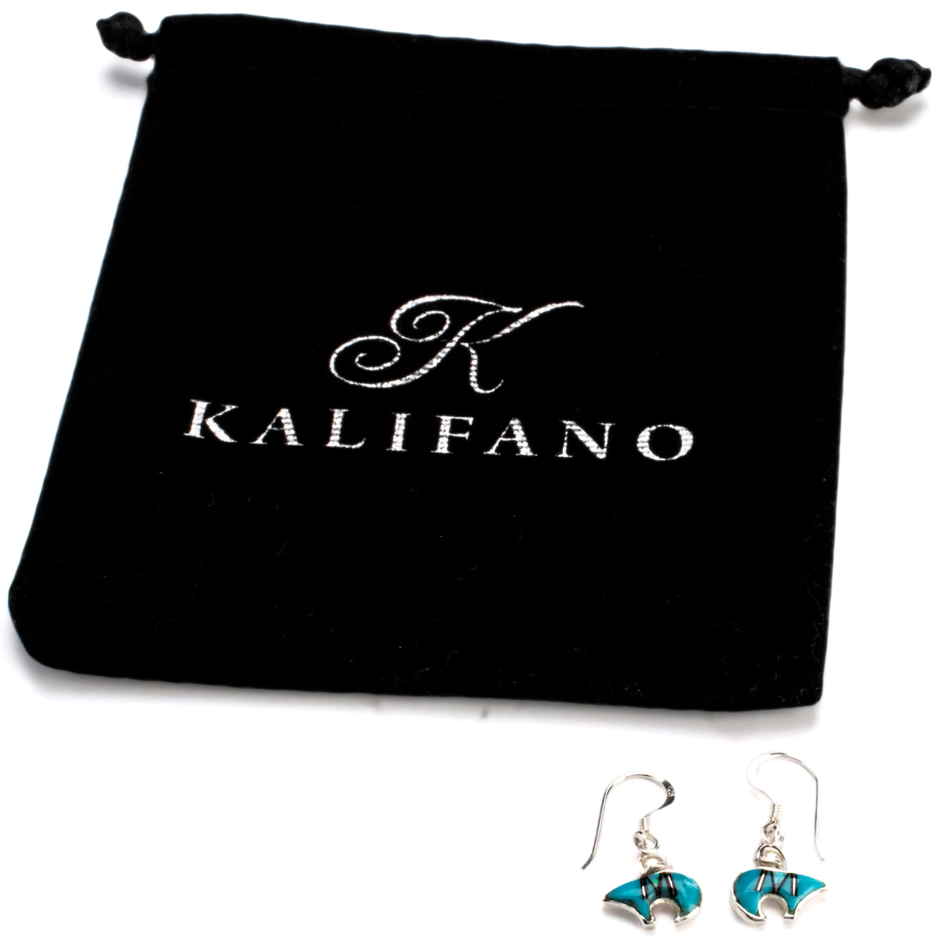 Kalifano Southwest Silver Jewelry Turquoise Bear Earrings Handmade with Sterling Silver and Opal Accent NME.1129.TQ