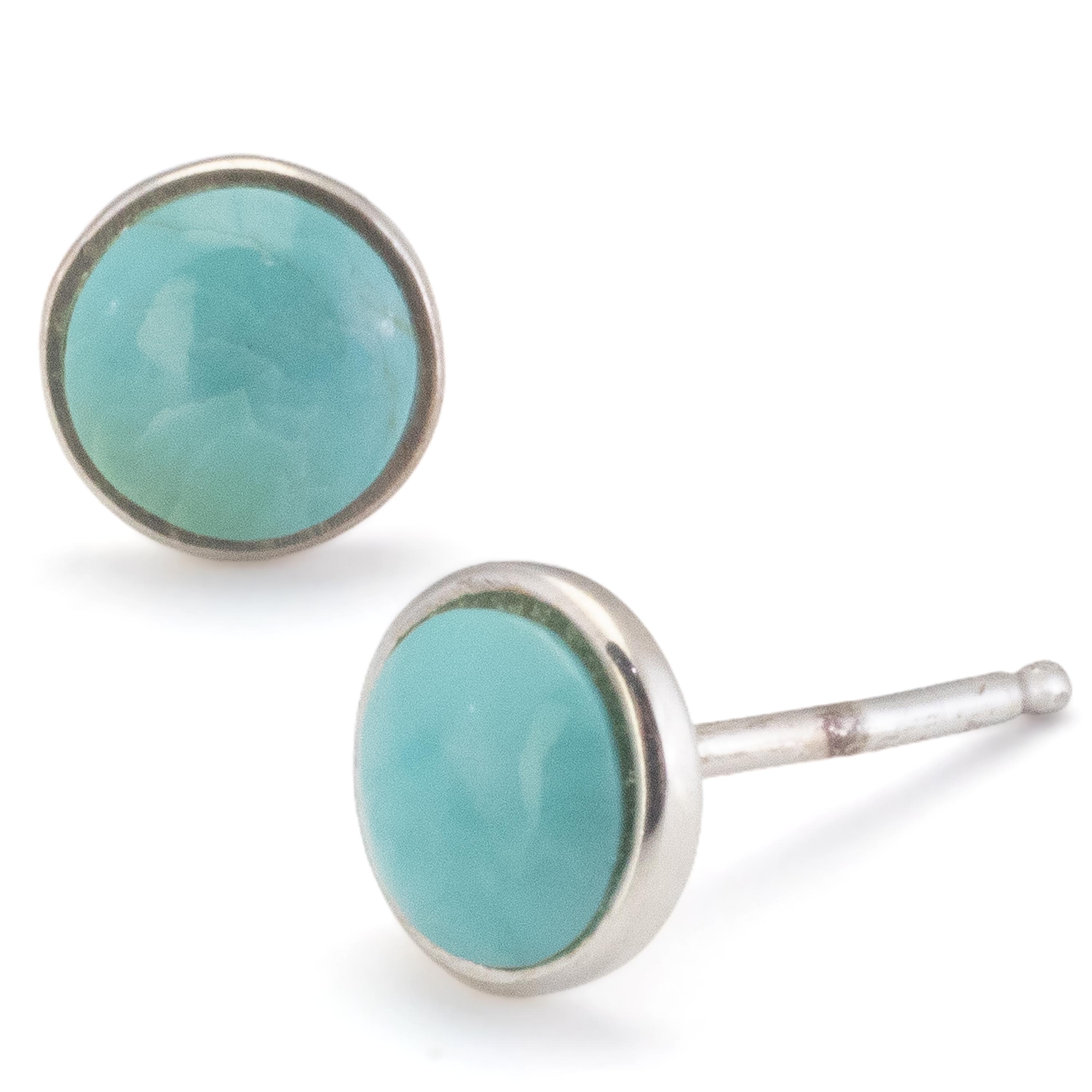 Kalifano Southwest Silver Jewelry Turquoise Circle 925 Sterling Silver Earring with Stud Backing USA USA Handmade NME.2251.TQ