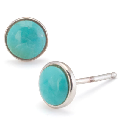 Kalifano Southwest Silver Jewelry Turquoise Circle 925 Sterling Silver Earring with Stud Backing USA USA Handmade NME.2251.TQ