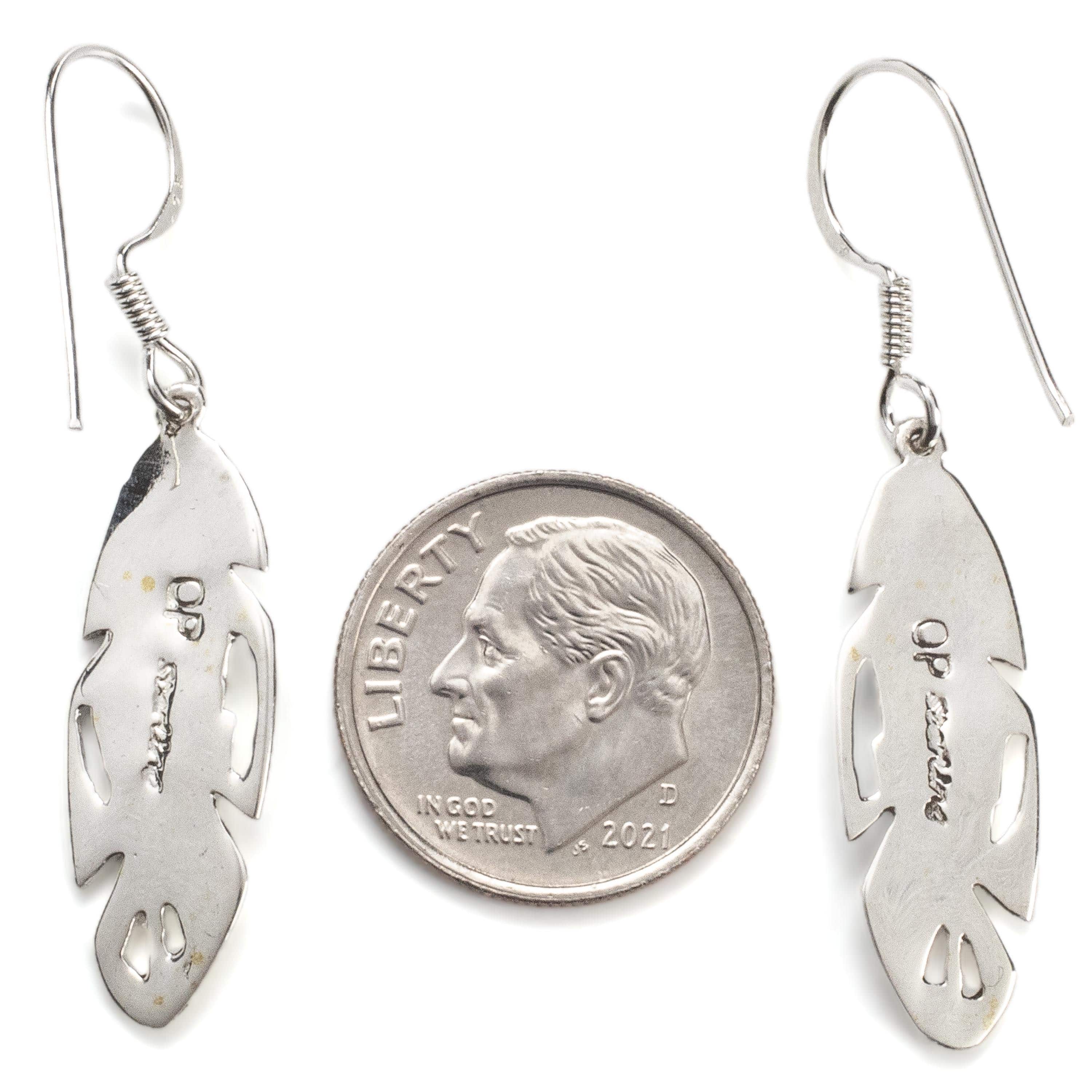 Kalifano Southwest Silver Jewelry Turquoise Feather Earrings Handmade with Sterling Silver and Opal Accent NME.2113.TQ