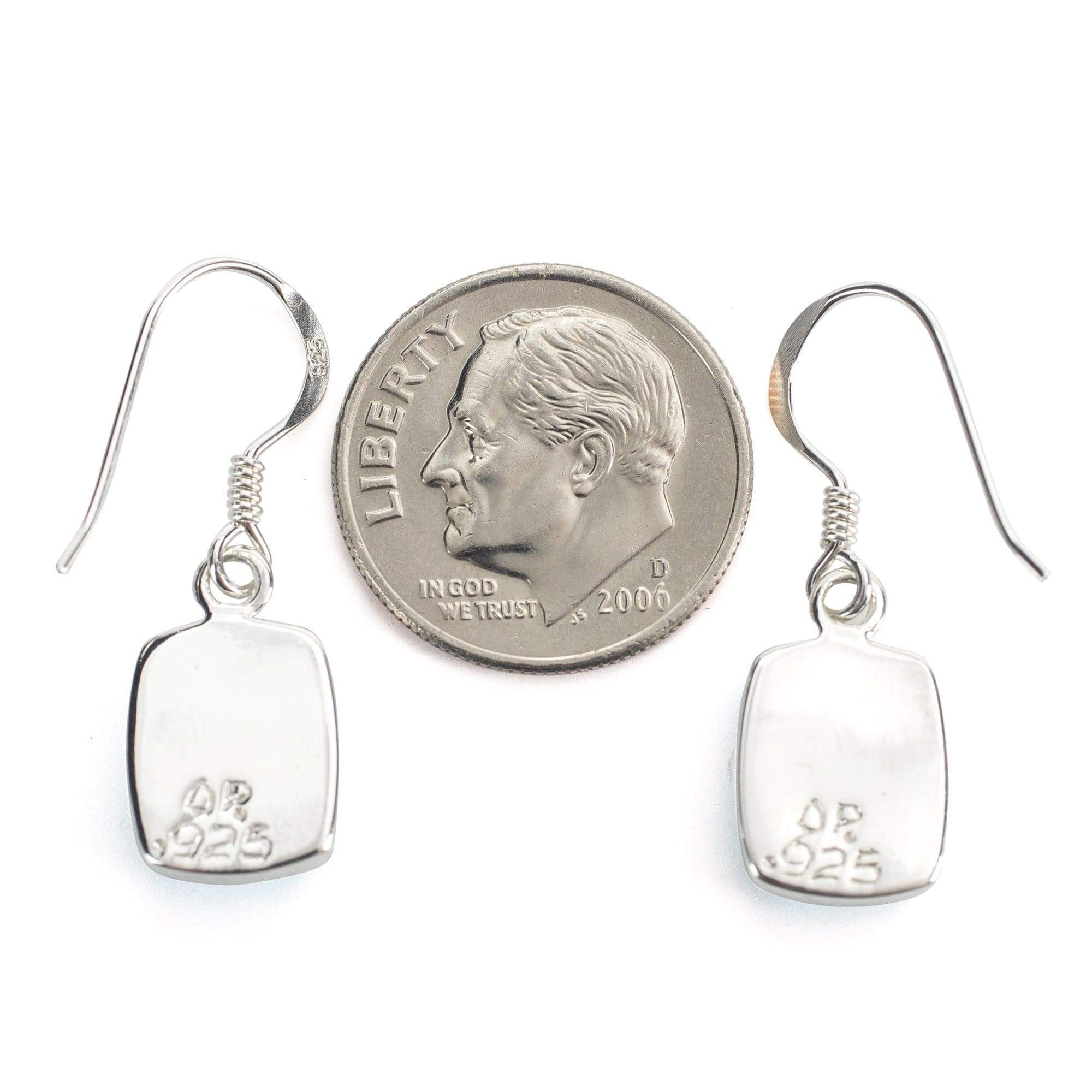 Kalifano Southwest Silver Jewelry Turquoise Rectangle 925 Sterling Silver Earring with Stud Backing USA Handmade with Opal Accent NME.2072.TQ