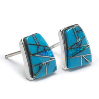 Turquoise Stud 925 Sterling Silver Earring with Stud Backing USA Handmade with Opal Accent Main Image