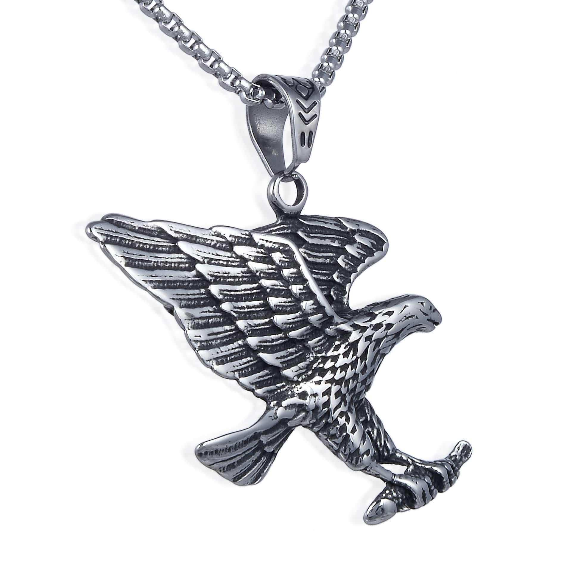 Kalifano Steel Hearts Jewelry Steel Heart Bird of Prey Necklace SHN120-65