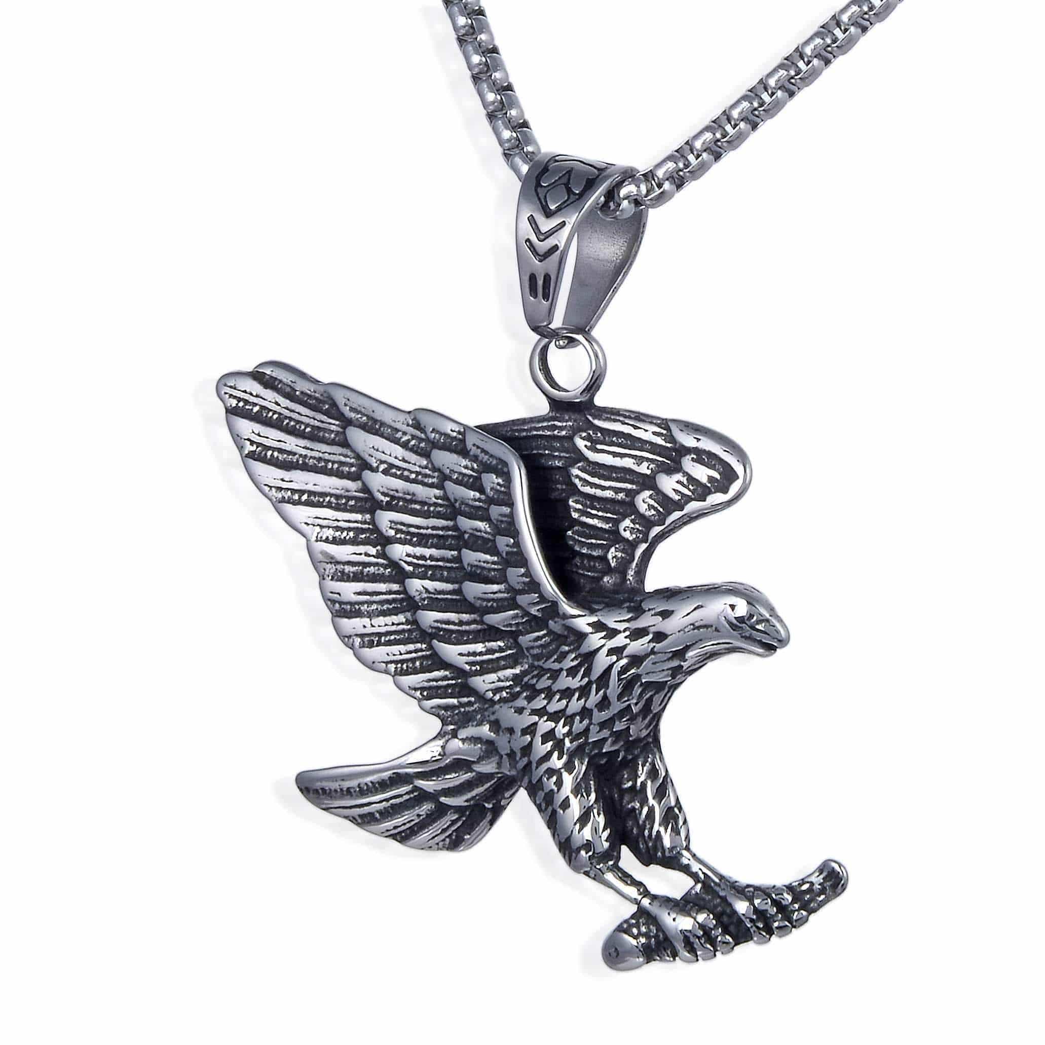 Kalifano Steel Hearts Jewelry Steel Heart Bird of Prey Necklace SHN120-65