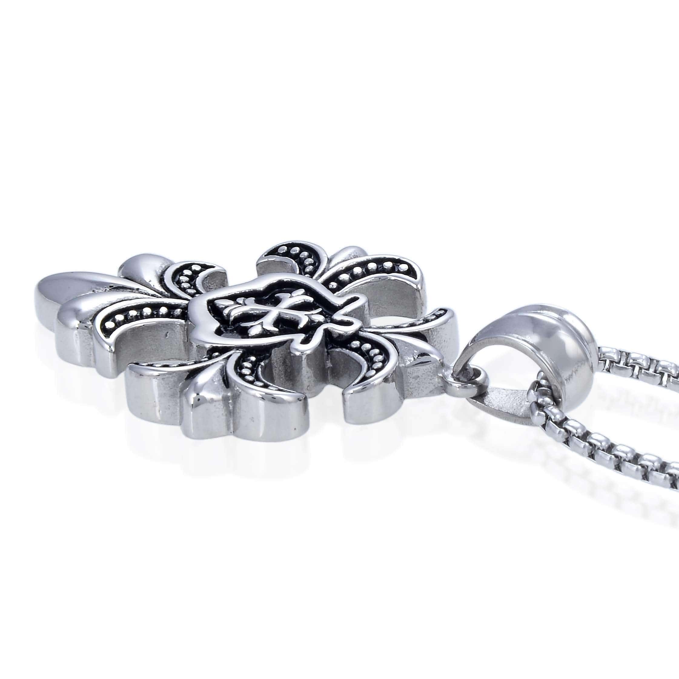 Kalifano Steel Hearts Jewelry Steel Hearts Acorn Flared Cross Necklace SHN120-122
