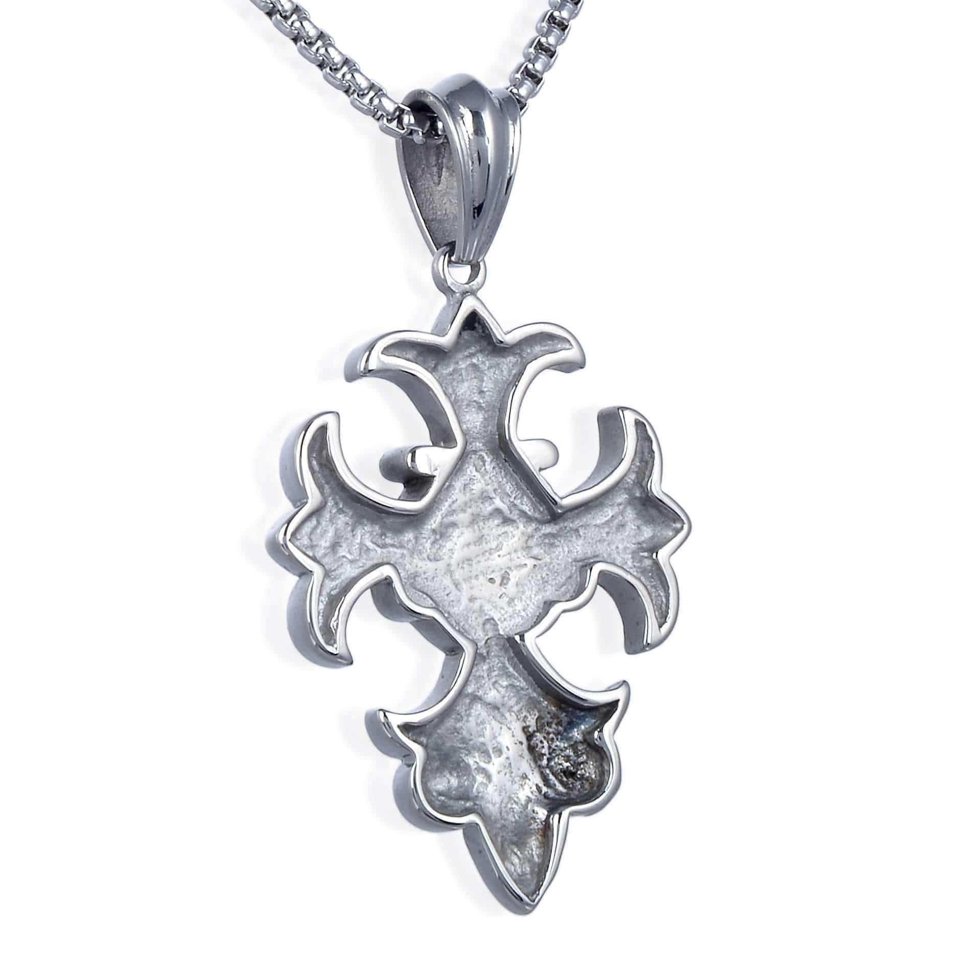 Kalifano Steel Hearts Jewelry Steel Hearts Acorn Flared Cross Necklace SHN120-122