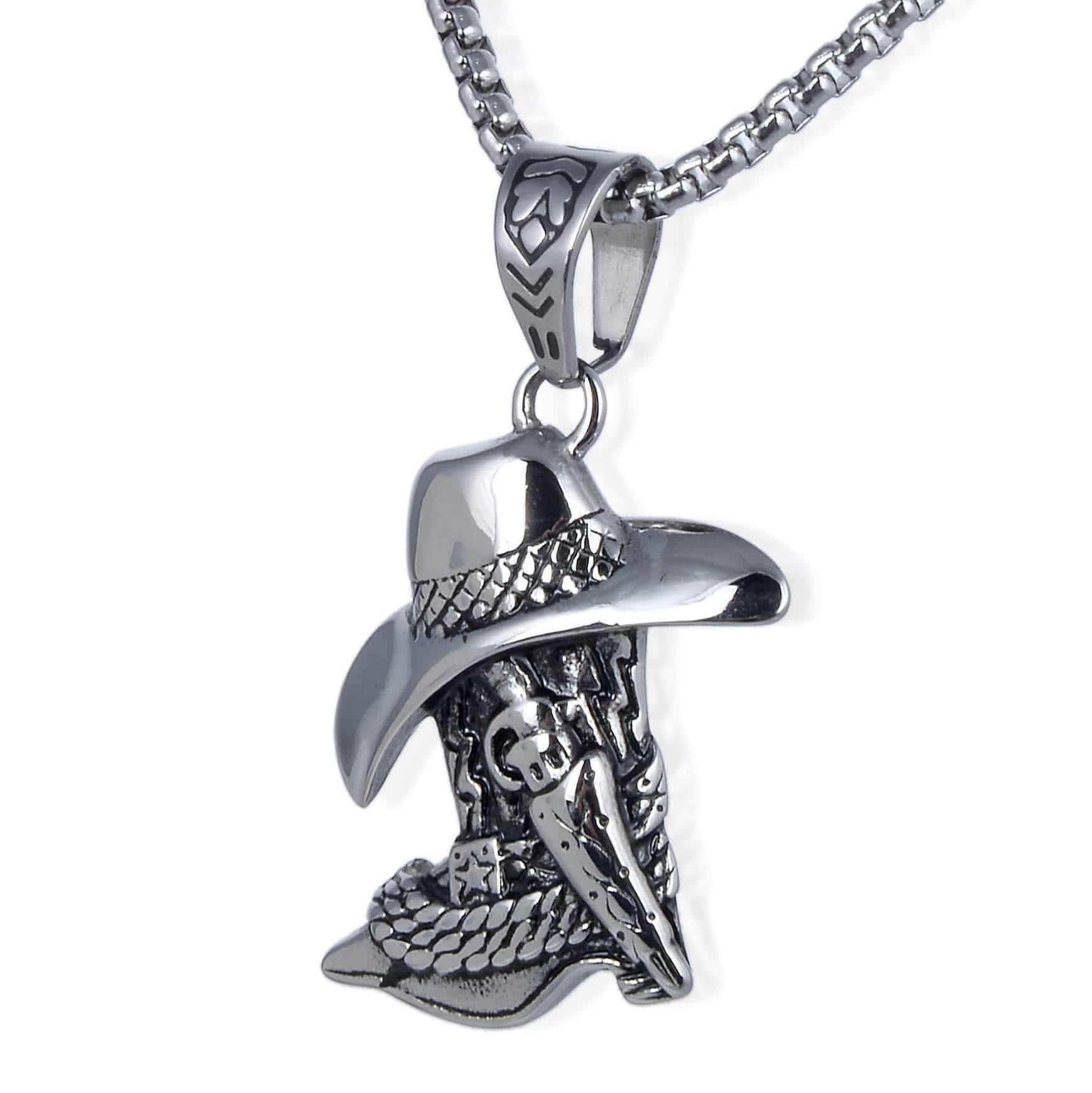 Kalifano Steel Hearts Jewelry Steel Hearts Cowboy Boot and Hat Necklace SHN120-61