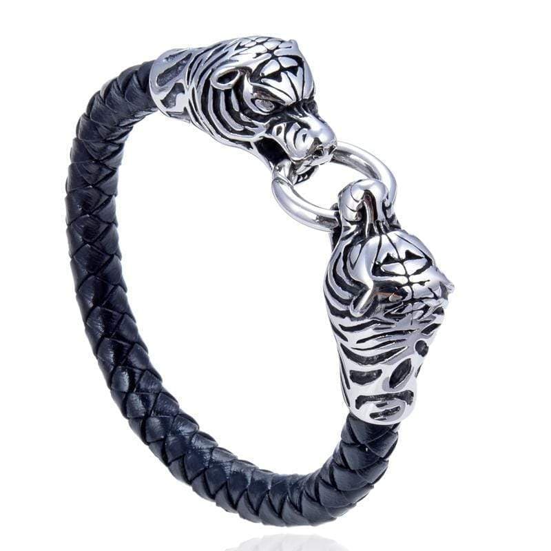 925 Silver Tiger Head Bracelet Mens Fashion Punk Beast Bracelet Adjustable  Stock | eBay