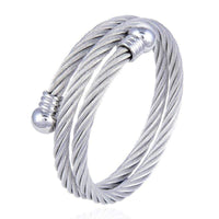 Steel Hearts Double Loop Bangle Bracelet Main Image