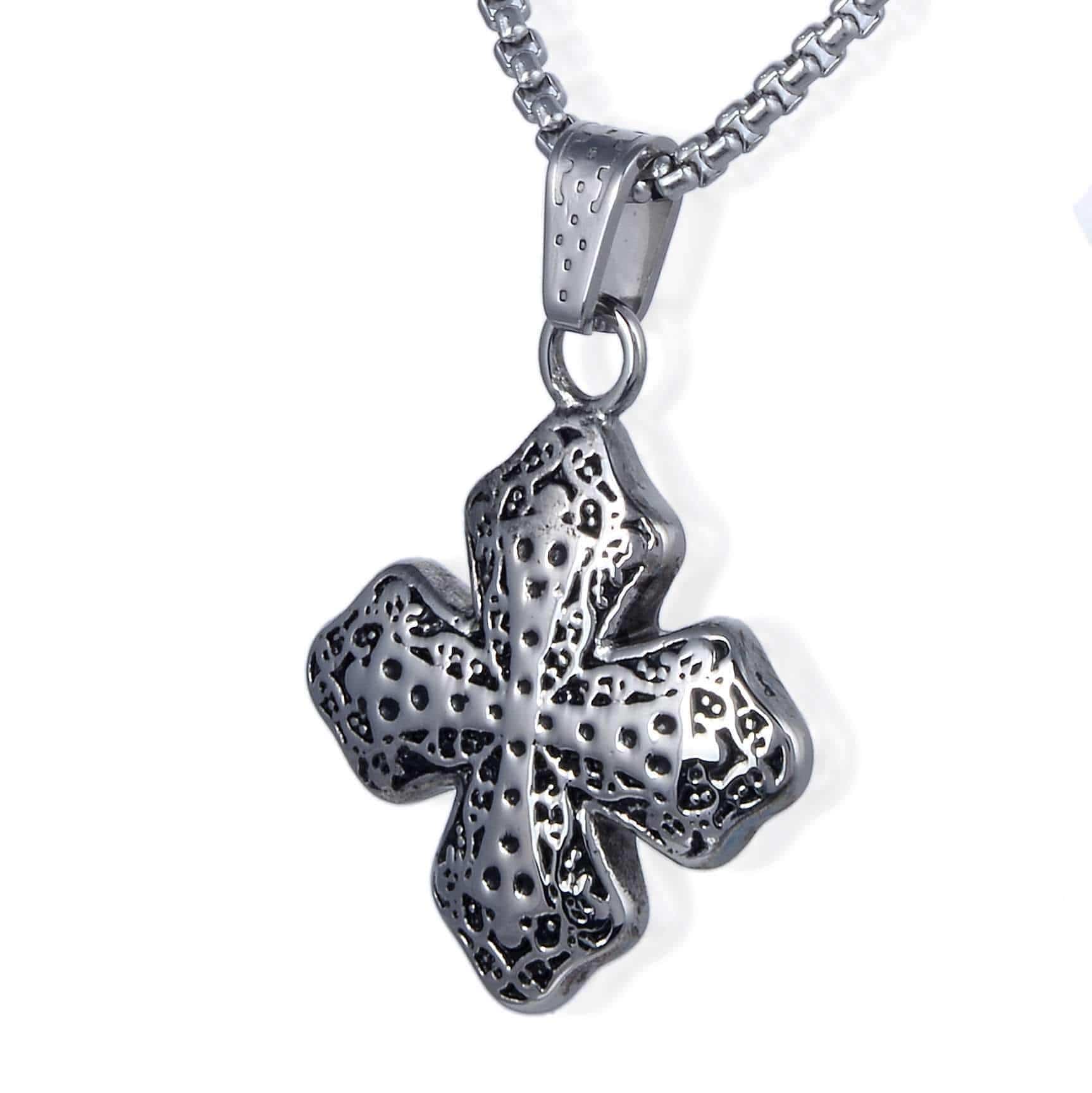 Kalifano Steel Hearts Jewelry Steel Hearts Etched Coptic Cross Necklace SHN120-84