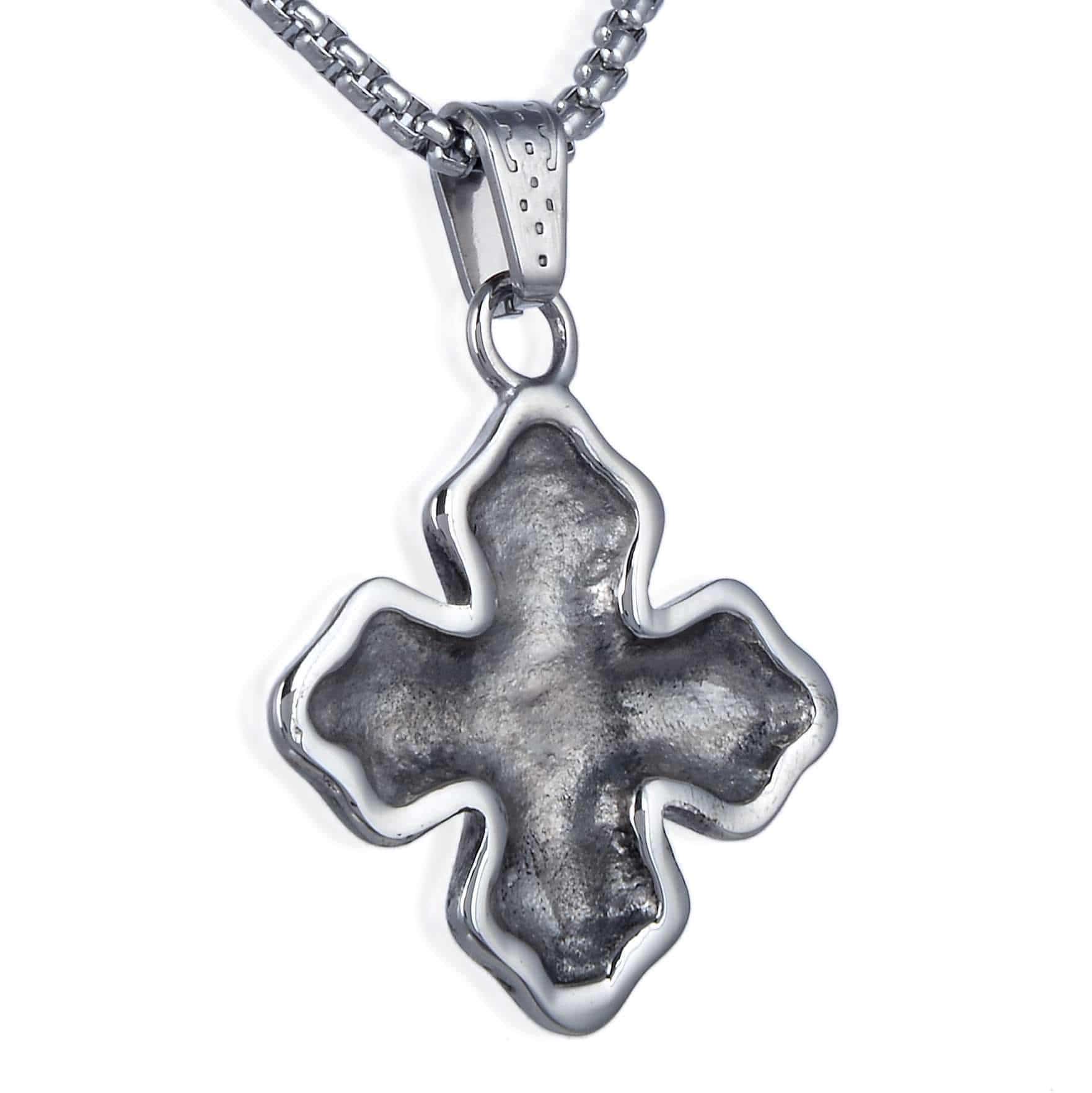 Kalifano Steel Hearts Jewelry Steel Hearts Etched Coptic Cross Necklace SHN120-84