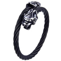 Steel Hearts Foo Dog Black Open Bangle Bracelet Main Image