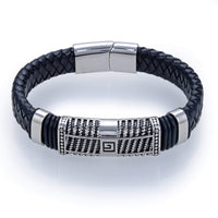 Steel Hearts G Emblem Black Leather Bracelet Main Image