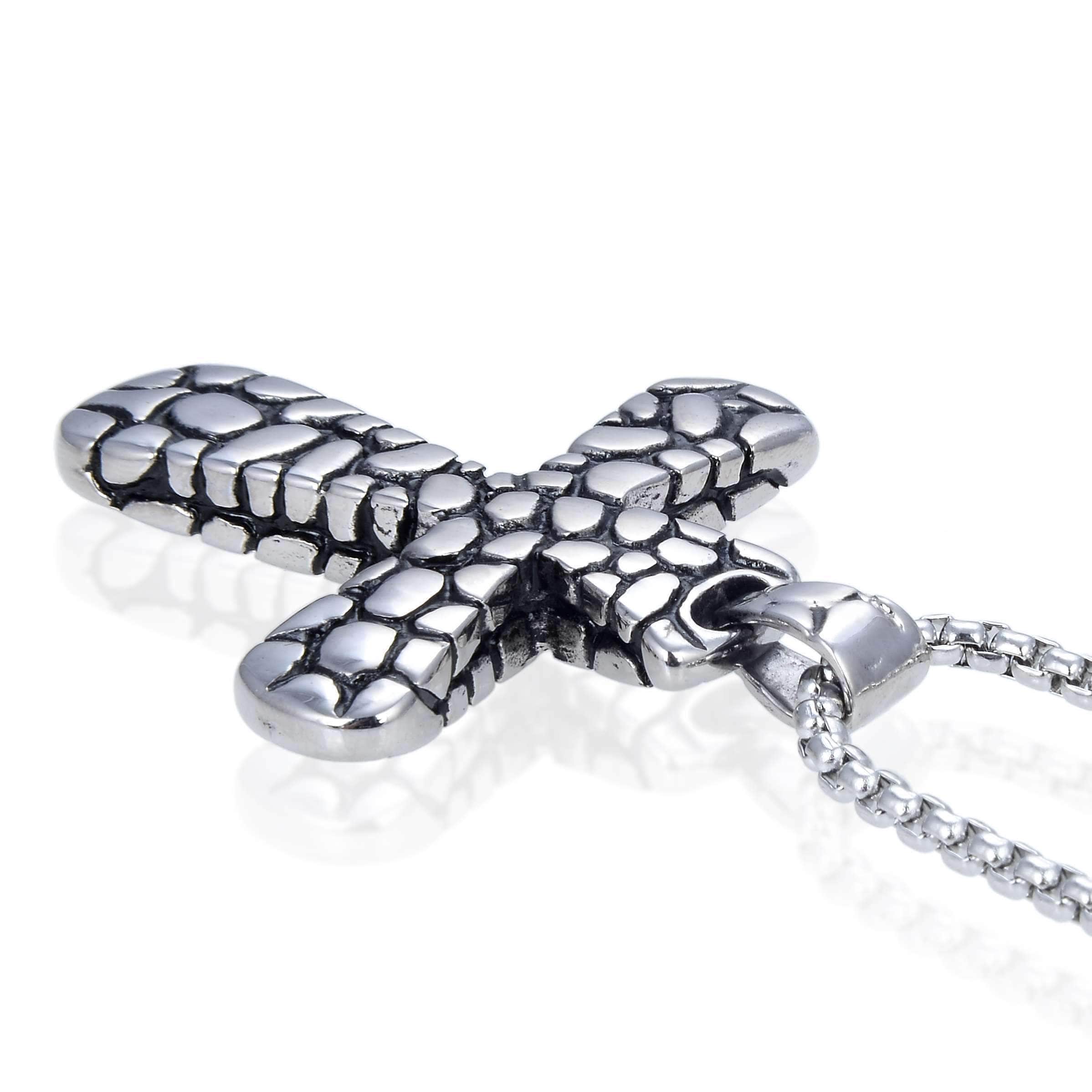 Kalifano Steel Hearts Jewelry Steel Hearts Leopard Print Cross Necklace SHN120-72