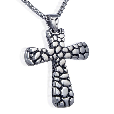 Kalifano Steel Hearts Jewelry Steel Hearts Leopard Print Cross Necklace SHN120-72