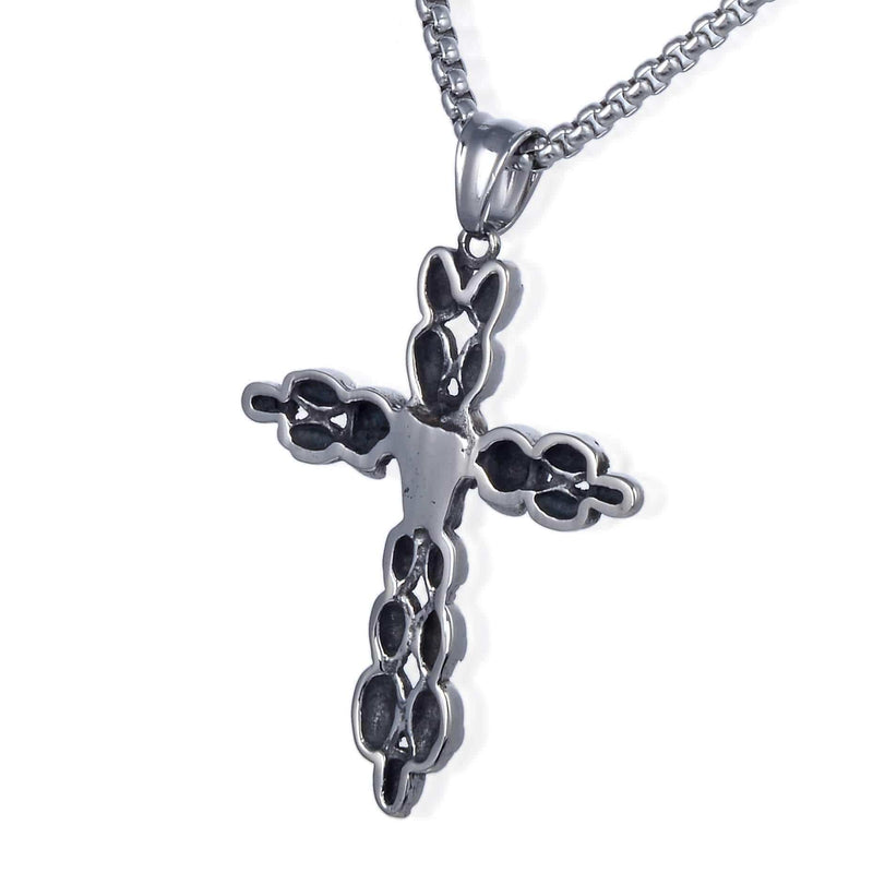 Kalifano Steel Hearts Jewelry Steel Hearts Linked Skulls Cross Necklace SHN120-106