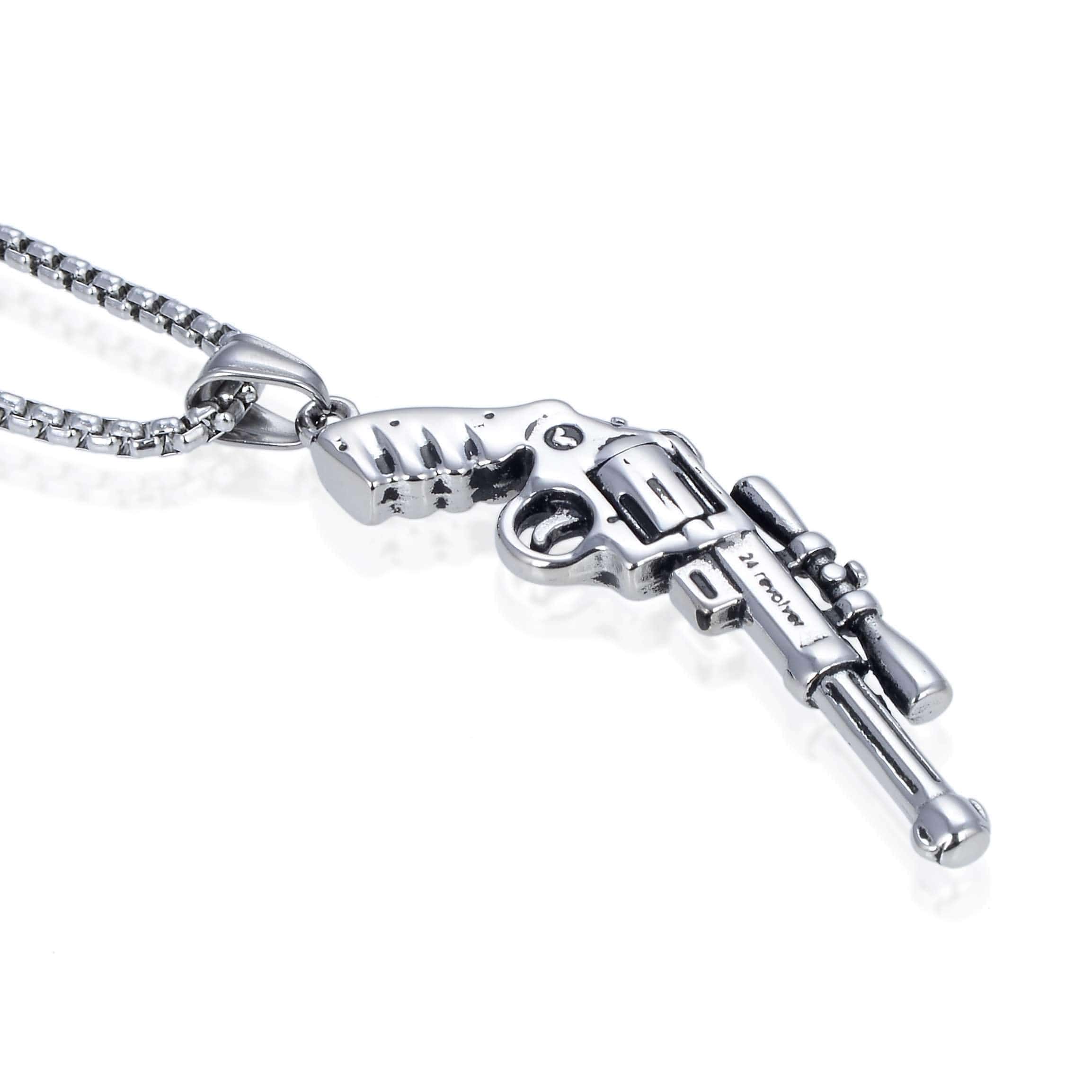 Kalifano Steel Hearts Jewelry Steel Hearts Pistol with Scope Necklace SHN120-81