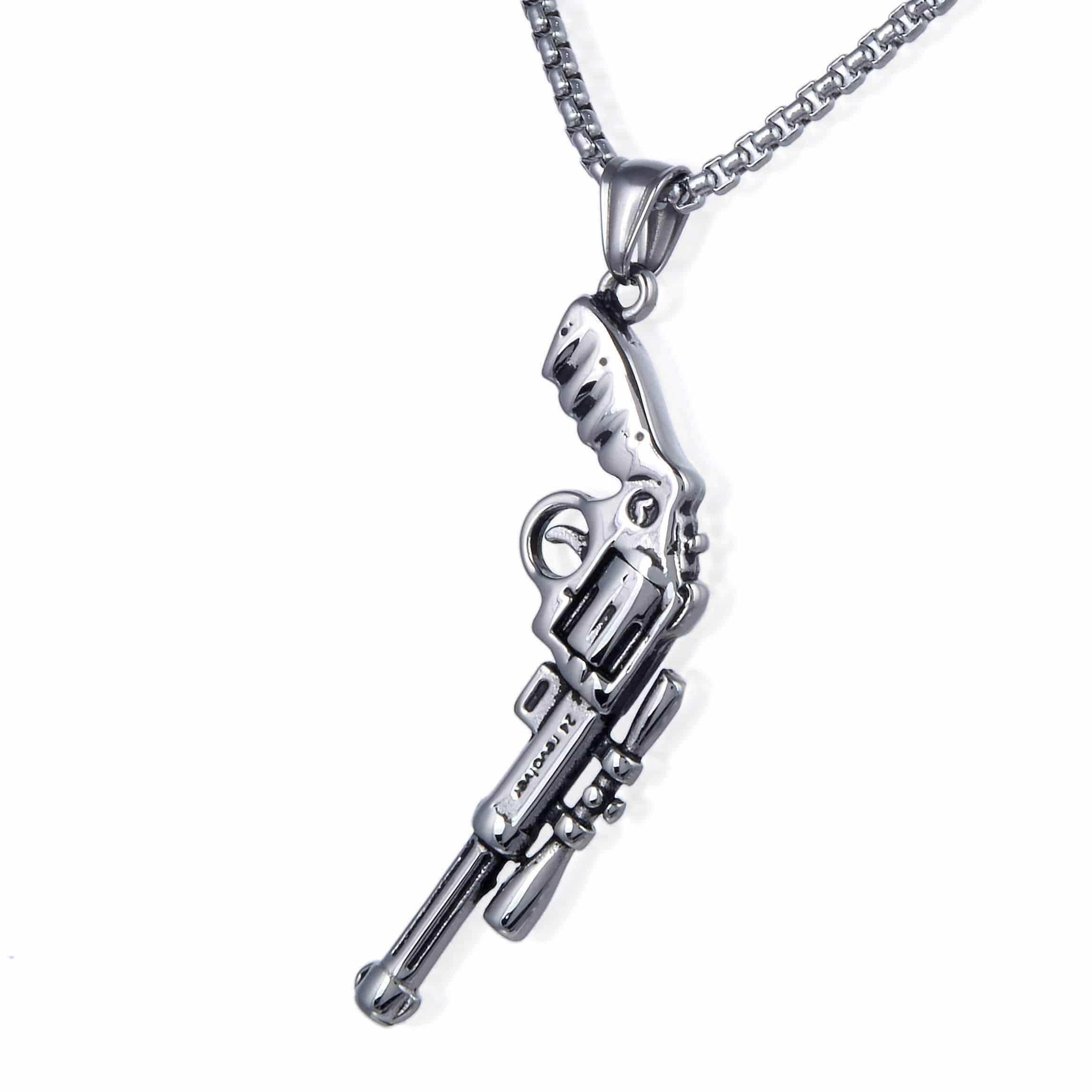 Kalifano Steel Hearts Jewelry Steel Hearts Pistol with Scope Necklace SHN120-81