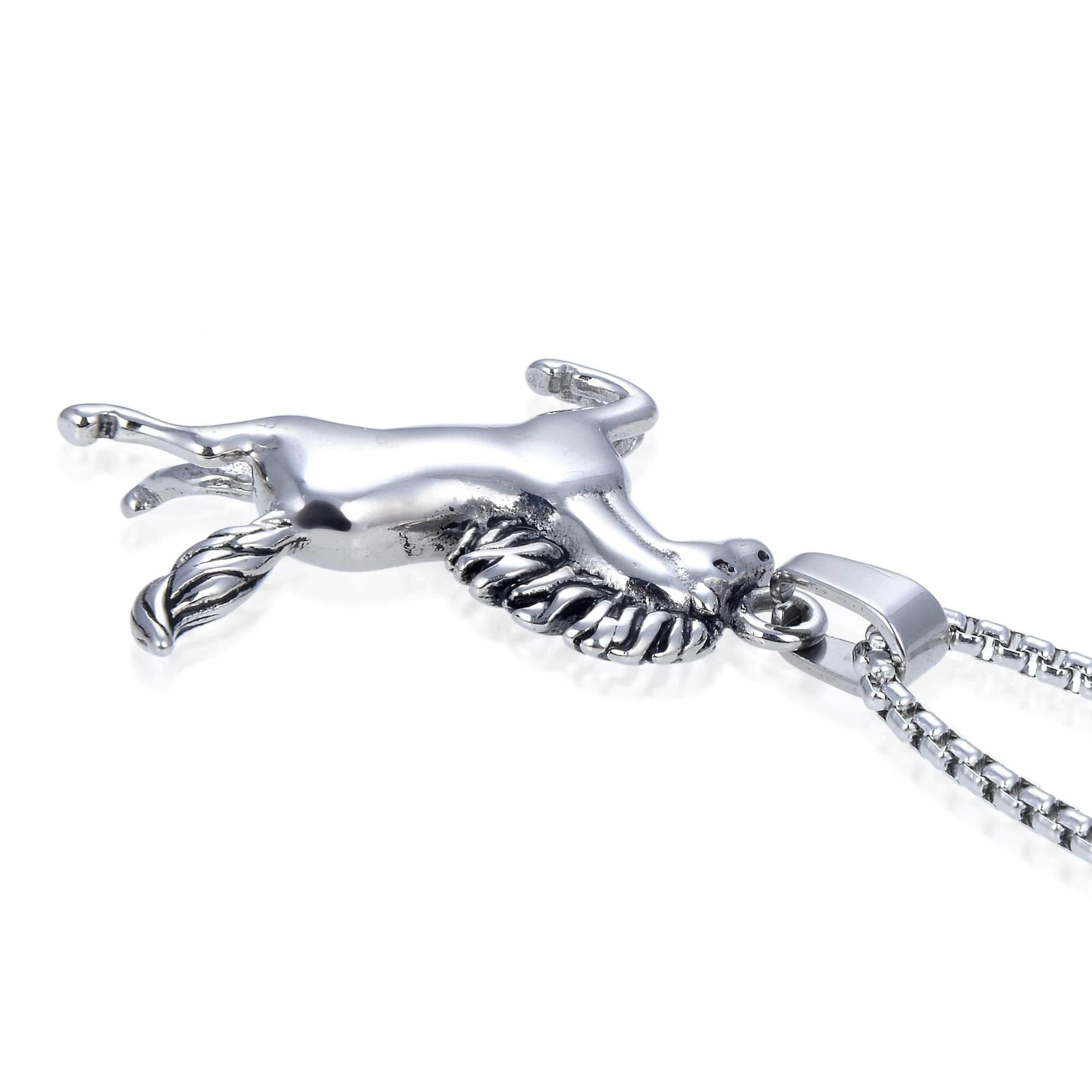 Kalifano Steel Hearts Jewelry Steel Hearts Rearing Horse Necklace SHN120-87