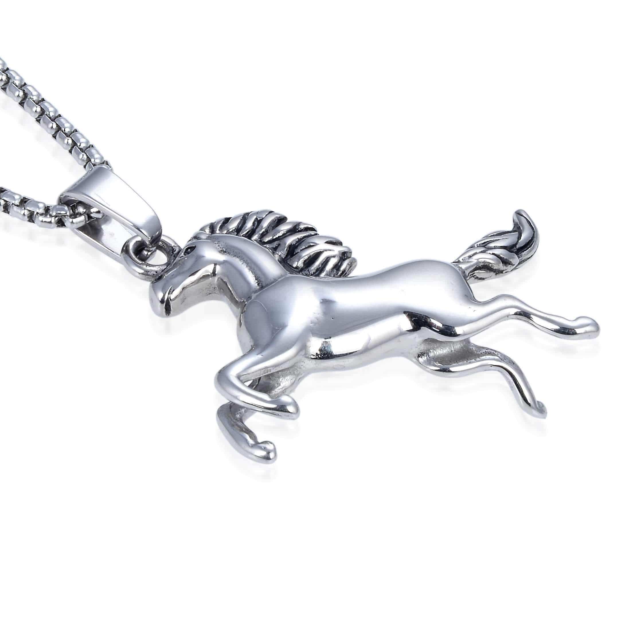 Kalifano Steel Hearts Jewelry Steel Hearts Rearing Horse Necklace SHN120-87