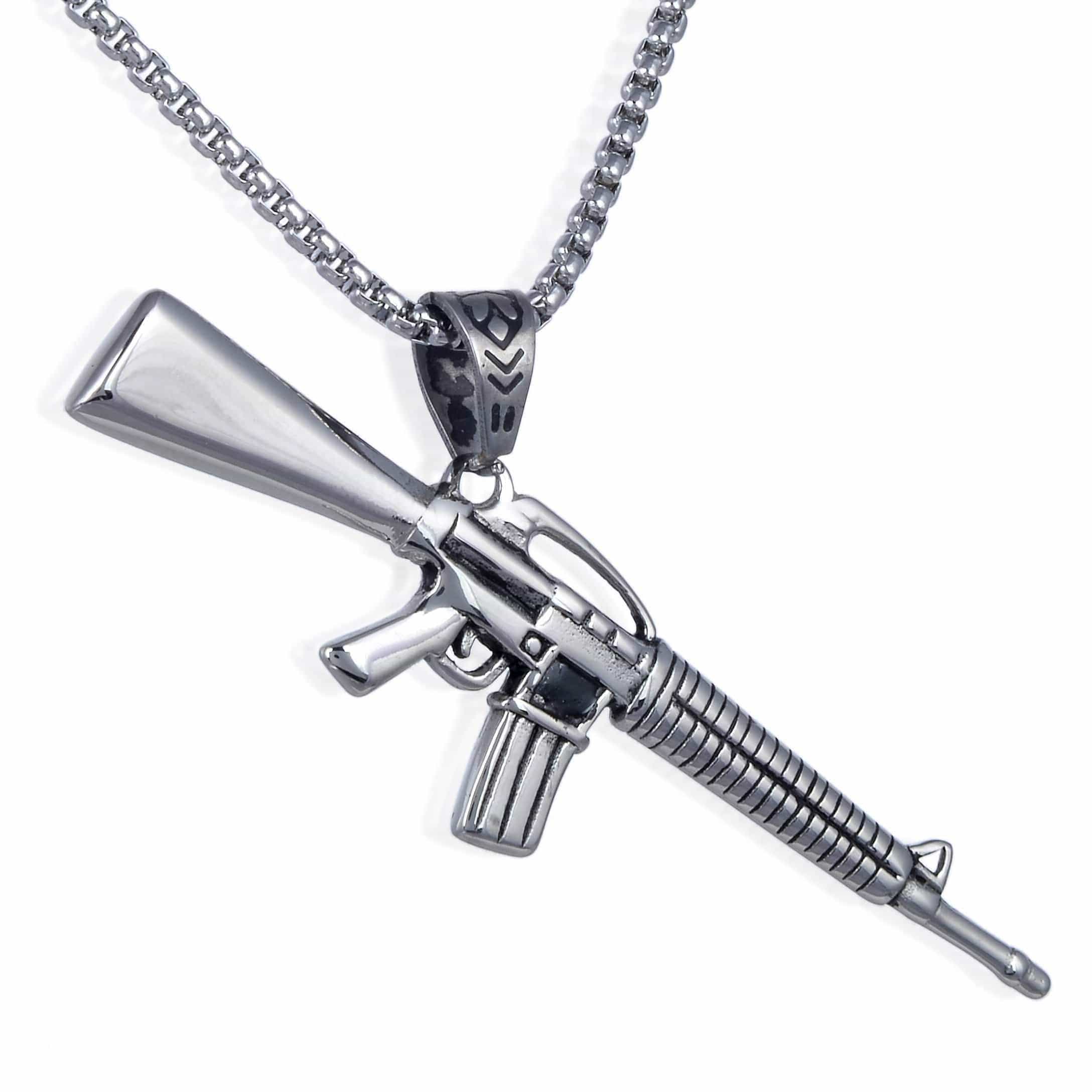 Kalifano Steel Hearts Jewelry Steel Hearts Rifle Necklace SHN120-83