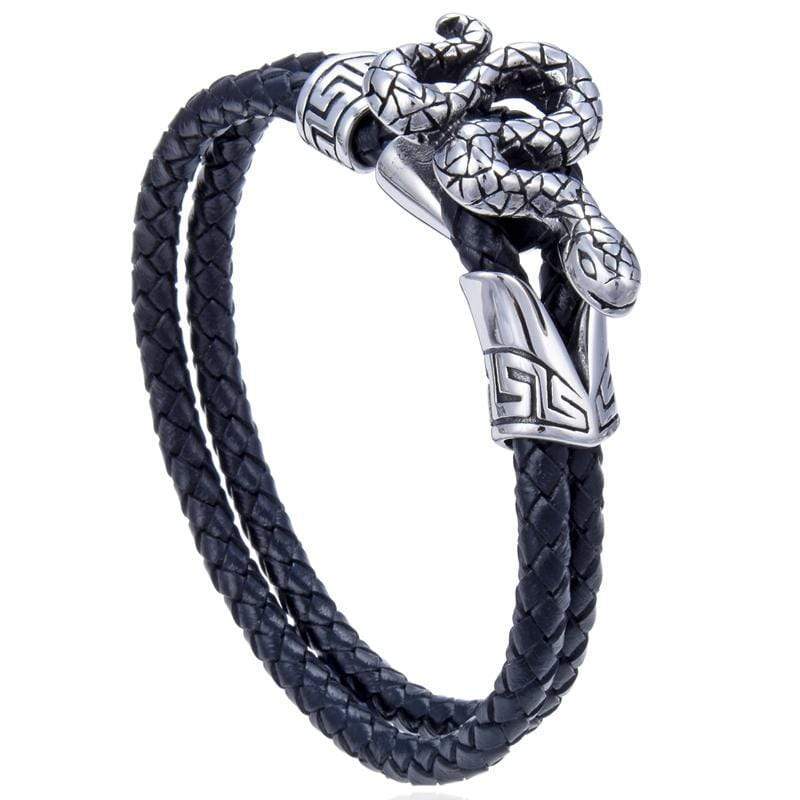 Kalifano Steel Hearts Jewelry Steel Hearts Serpent Leather Bracelet SHB200-32
