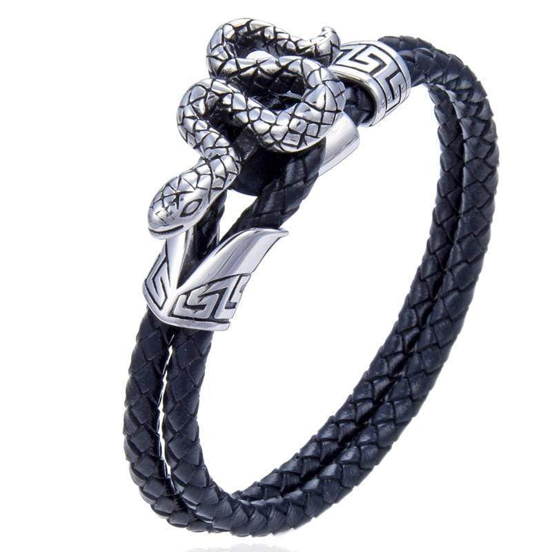 Kalifano Steel Hearts Jewelry Steel Hearts Serpent Leather Bracelet SHB200-32