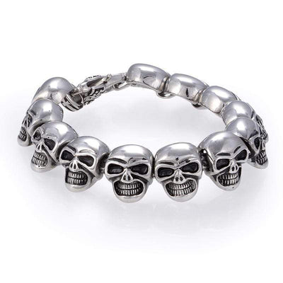 Kalifano Steel Hearts Jewelry Steel Hearts Skull Beads Bracelet SHB400-09