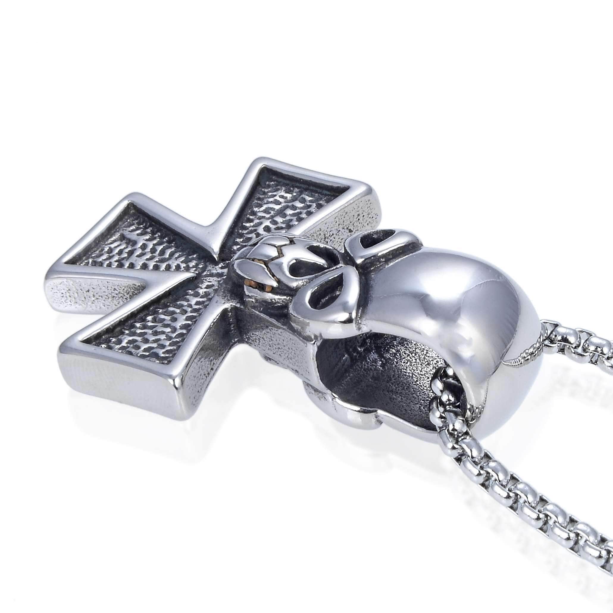 Cross Pendant in Stainless Steel Iced Cubic Zirconia Necklace