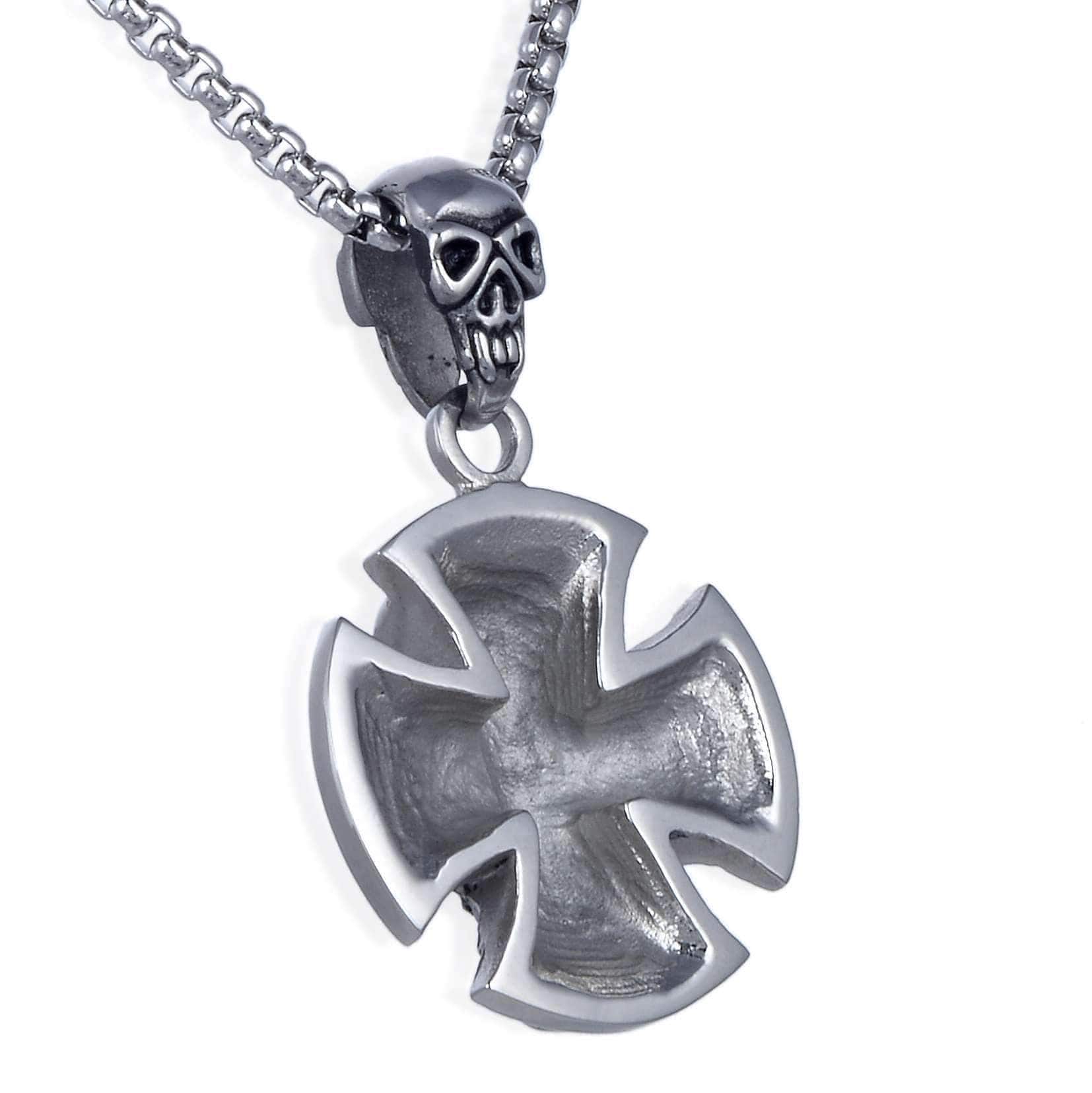 Kalifano Steel Hearts Jewelry Steel Hearts Skull Coptic Cross Necklace SHN120-121