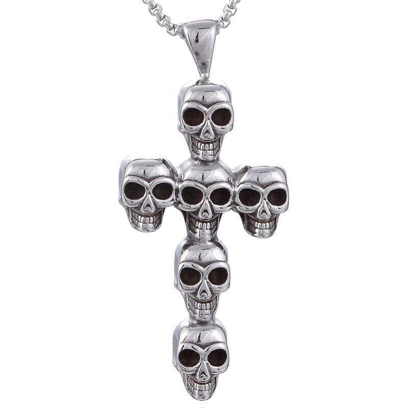 Kalifano Steel Hearts Jewelry Steel Hearts Skull Cross Necklace SHN200-06