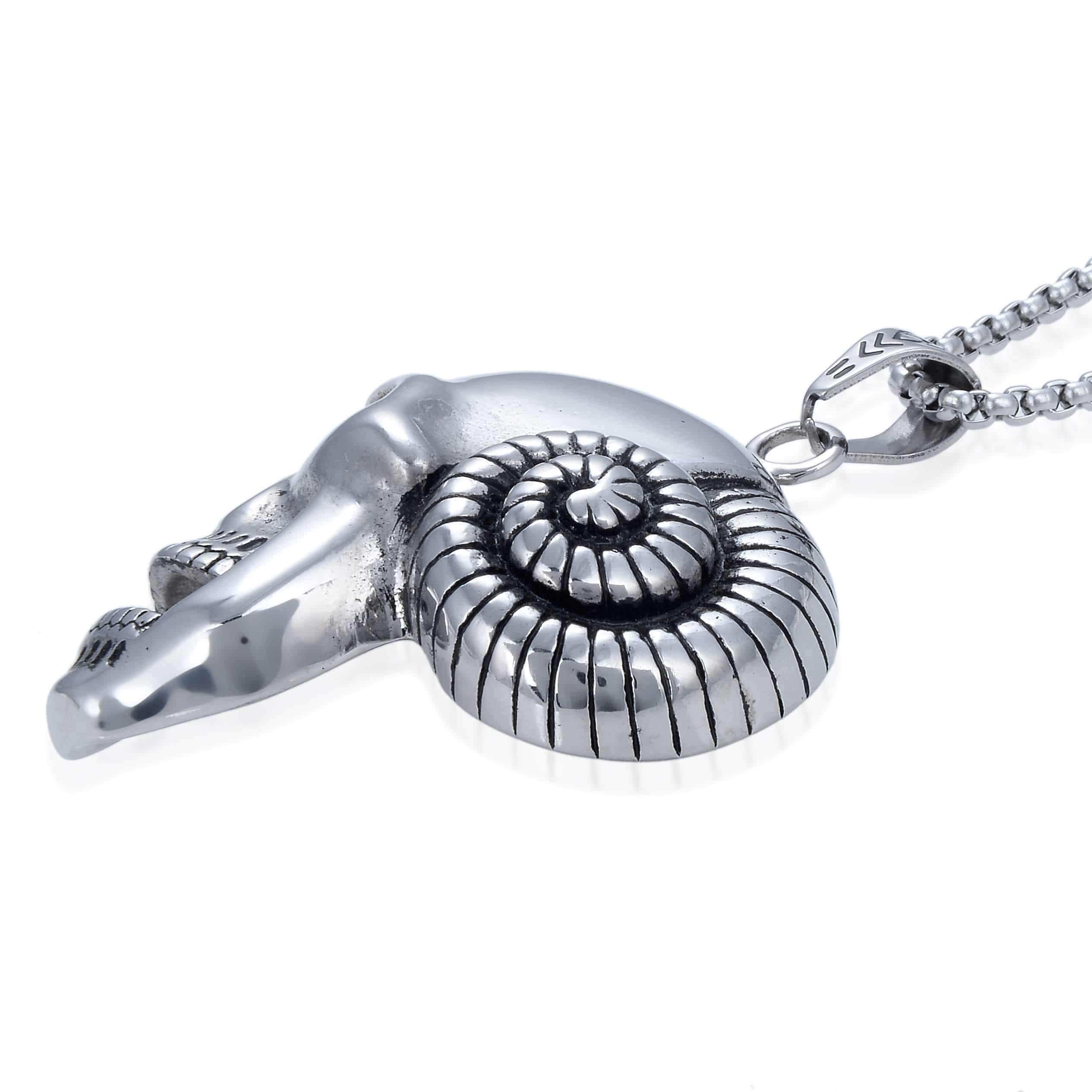 Kalifano Steel Hearts Jewelry Steel Hearts Skull Horn Necklace SHN120-67