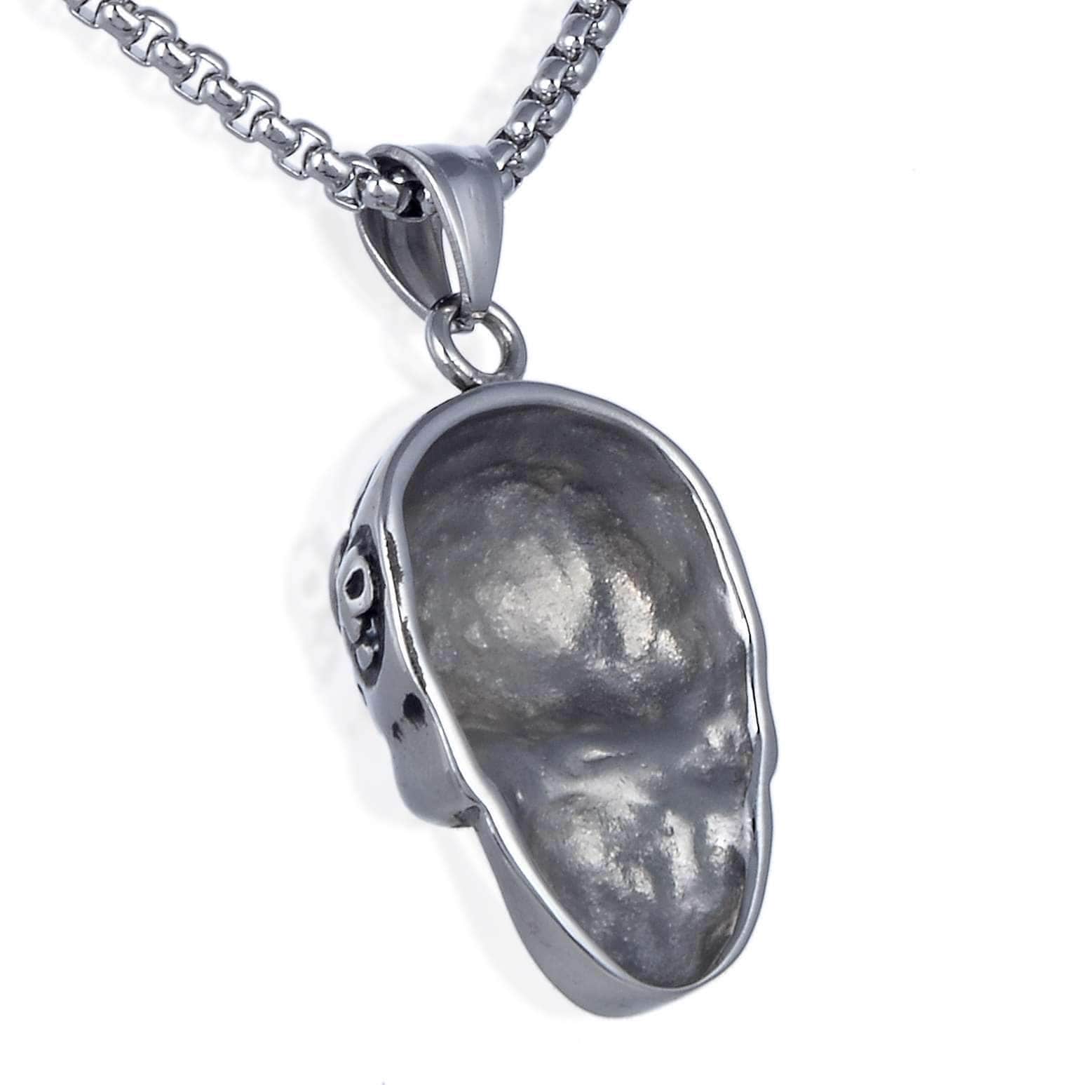 Kalifano Steel Hearts Jewelry Steel Hearts Skull with Blue Gemstone Necklace SHN120-123