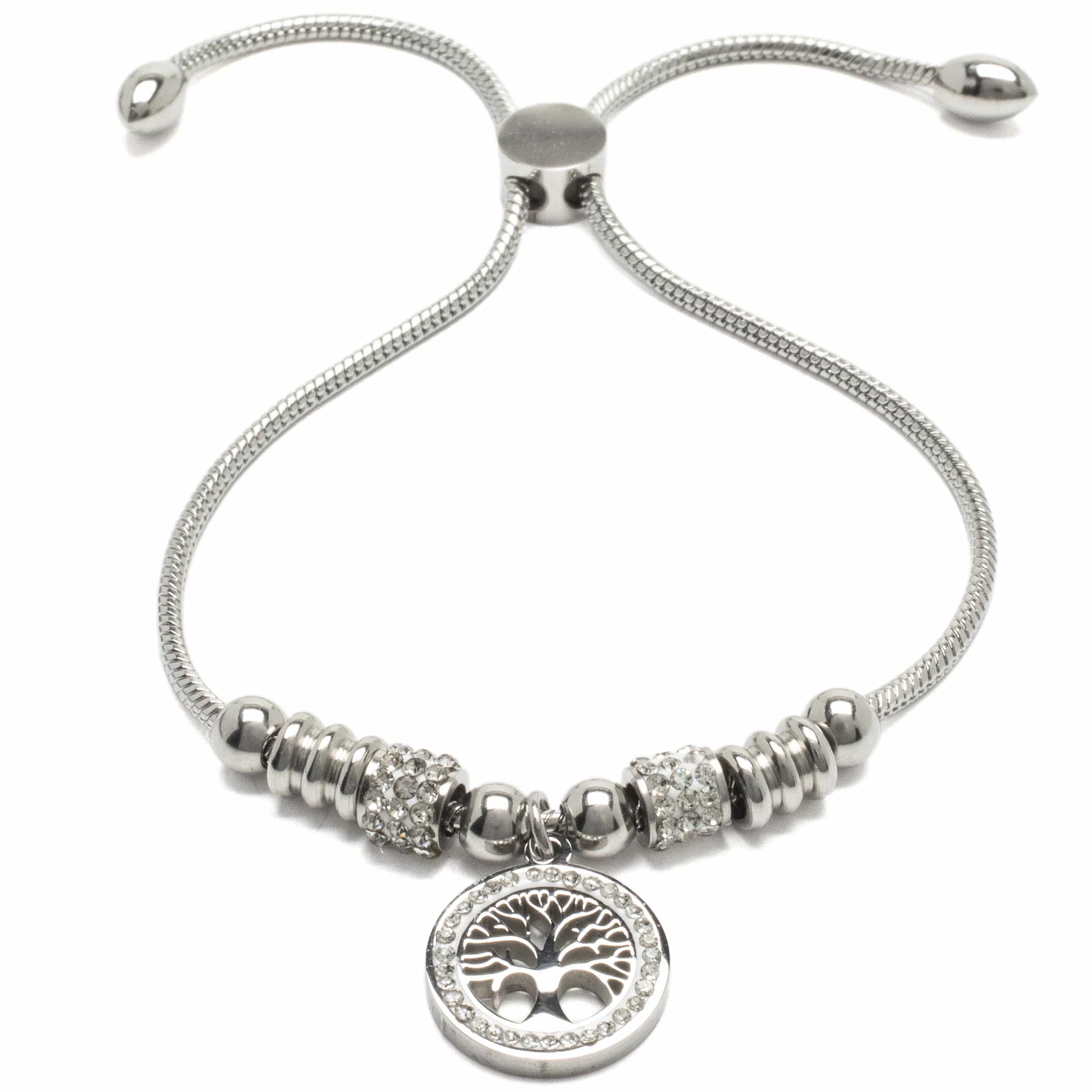 Kalifano Steel Hearts Jewelry Steel Hearts Tree of Life Bead Bracelet SHB200-136