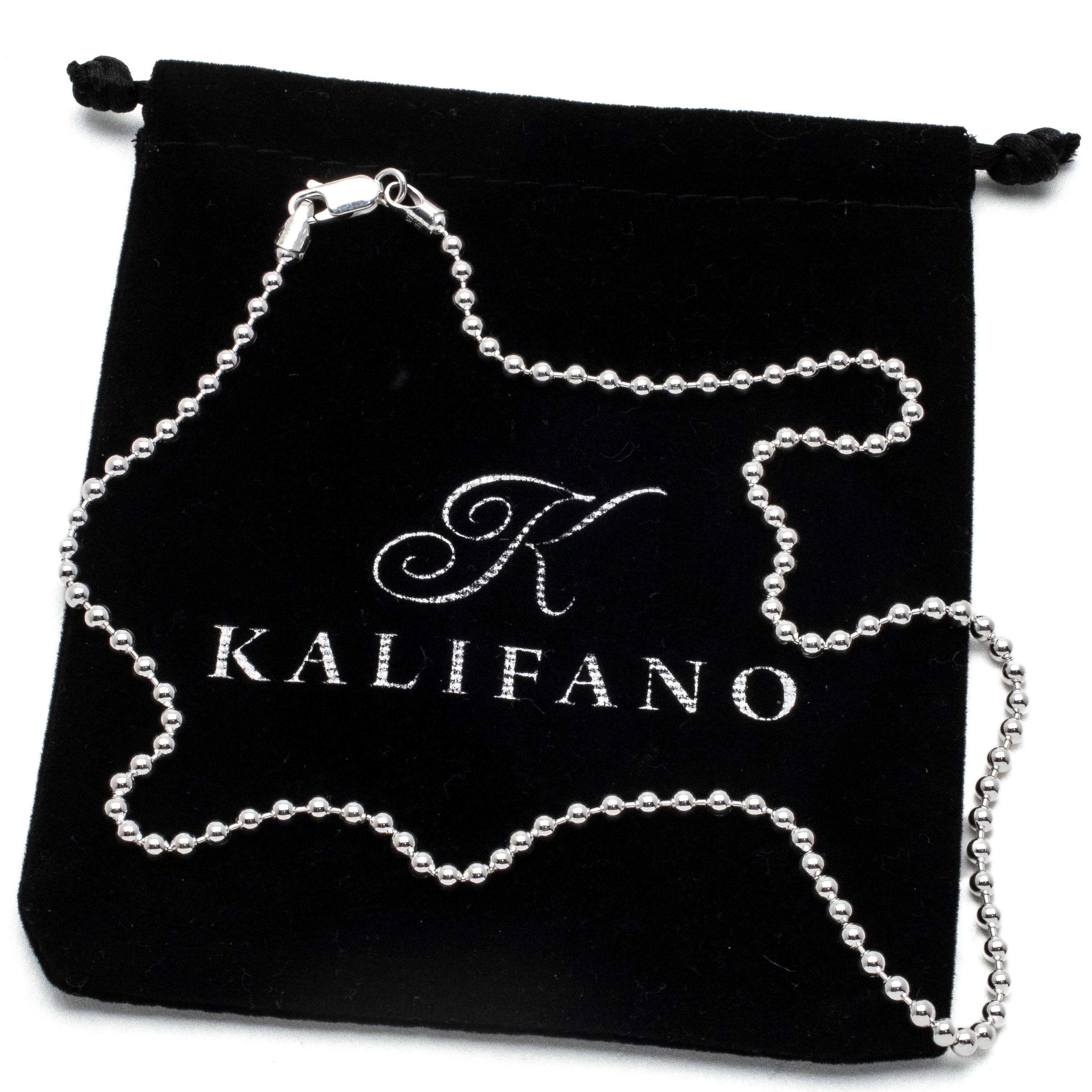 Kalifano Sterling Silver Chains 18" Italian Sterling Silver Round Beaded Chain Necklace 3mm SC-BD300-18