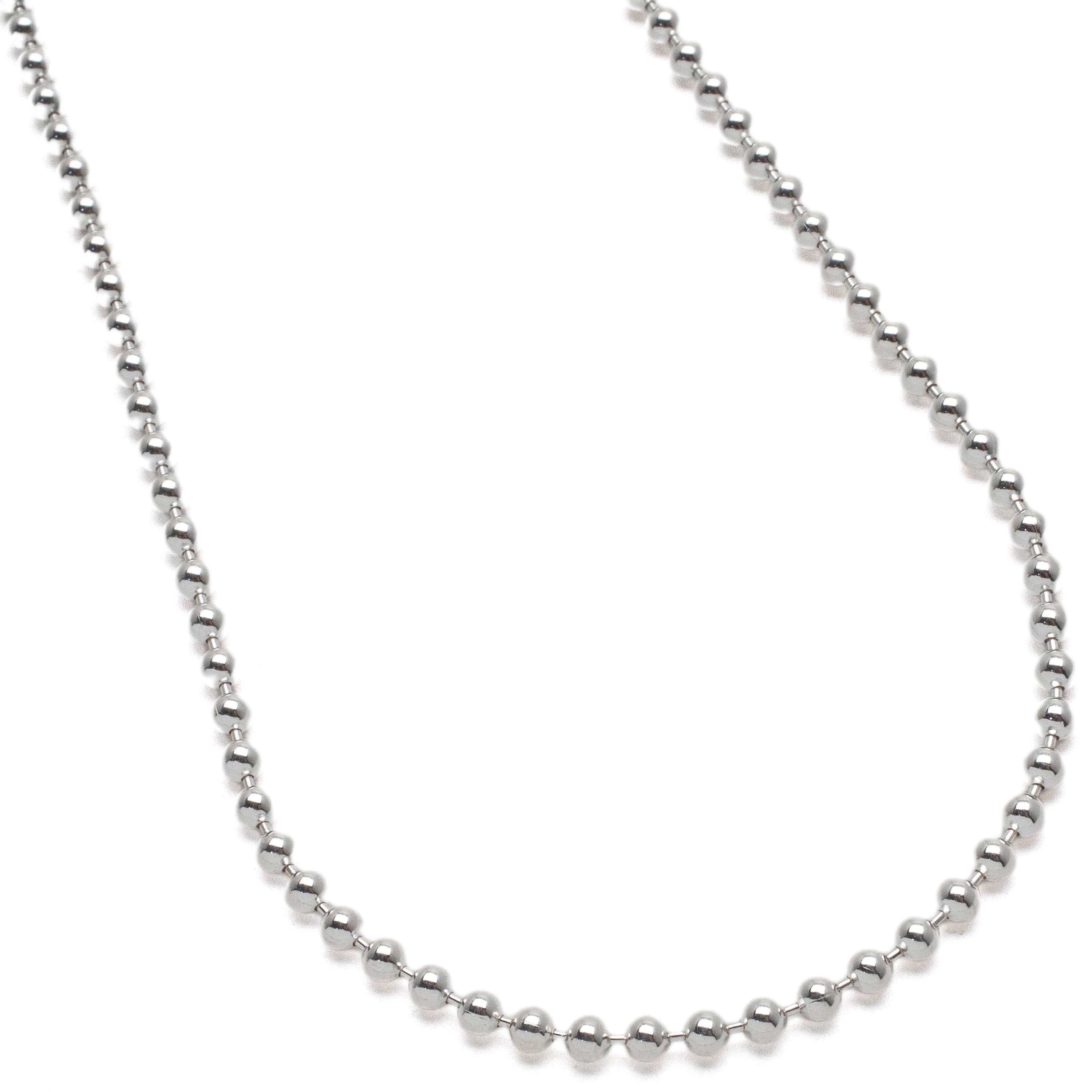 Kalifano Sterling Silver Chains 22" Italian Sterling Silver Round Beaded Chain Necklace 3mm SC-BD300-22