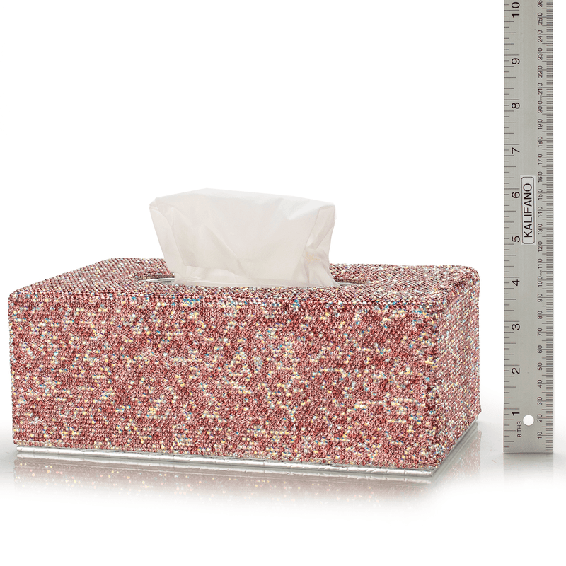 Kalifano Tissue Box STB400-PK - Tissue Box made w/ Pink Crystals STB400-PK