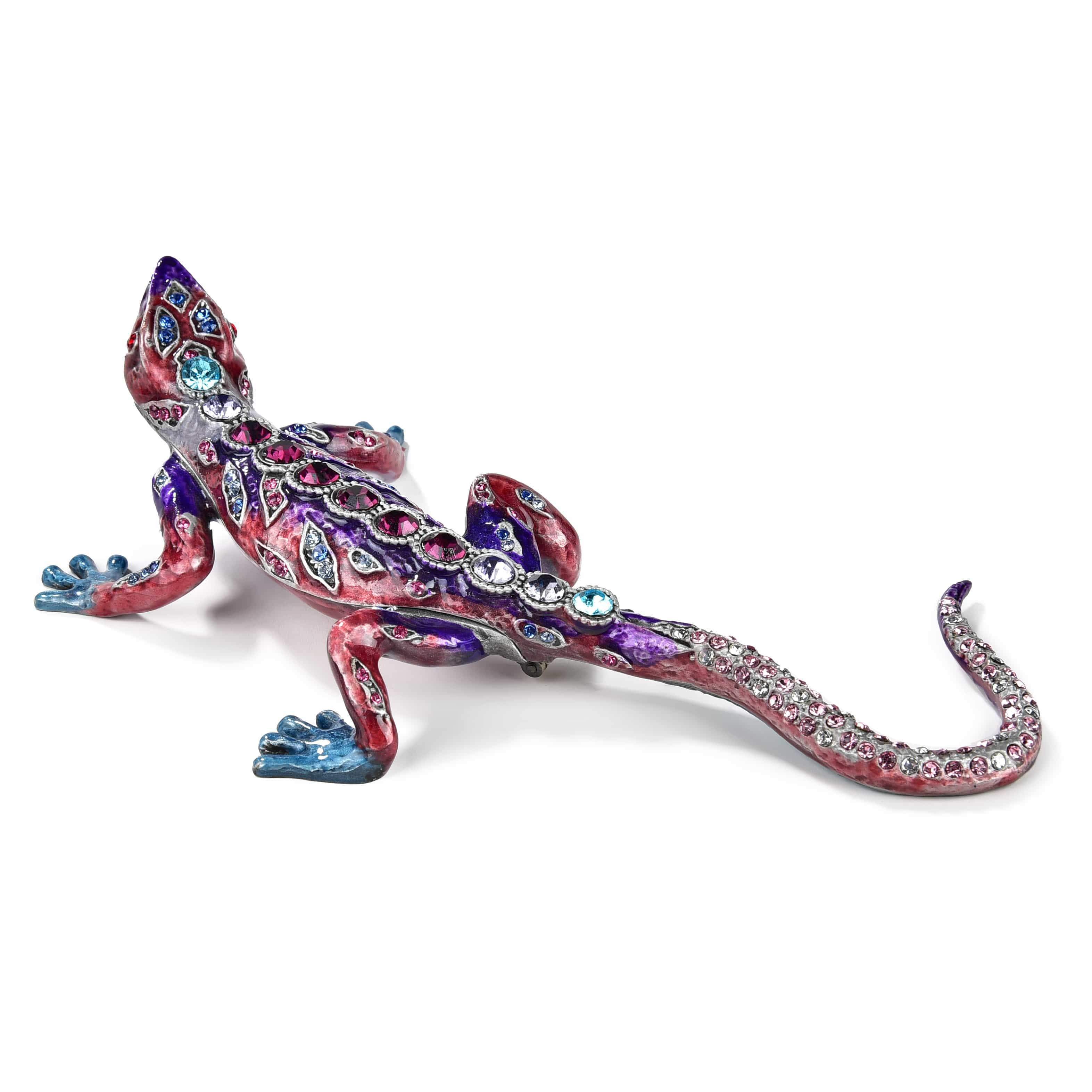 Kalifano Vanity Figurine Amethyst Crystal Lizard Figurine Keepsake Box SVA-028