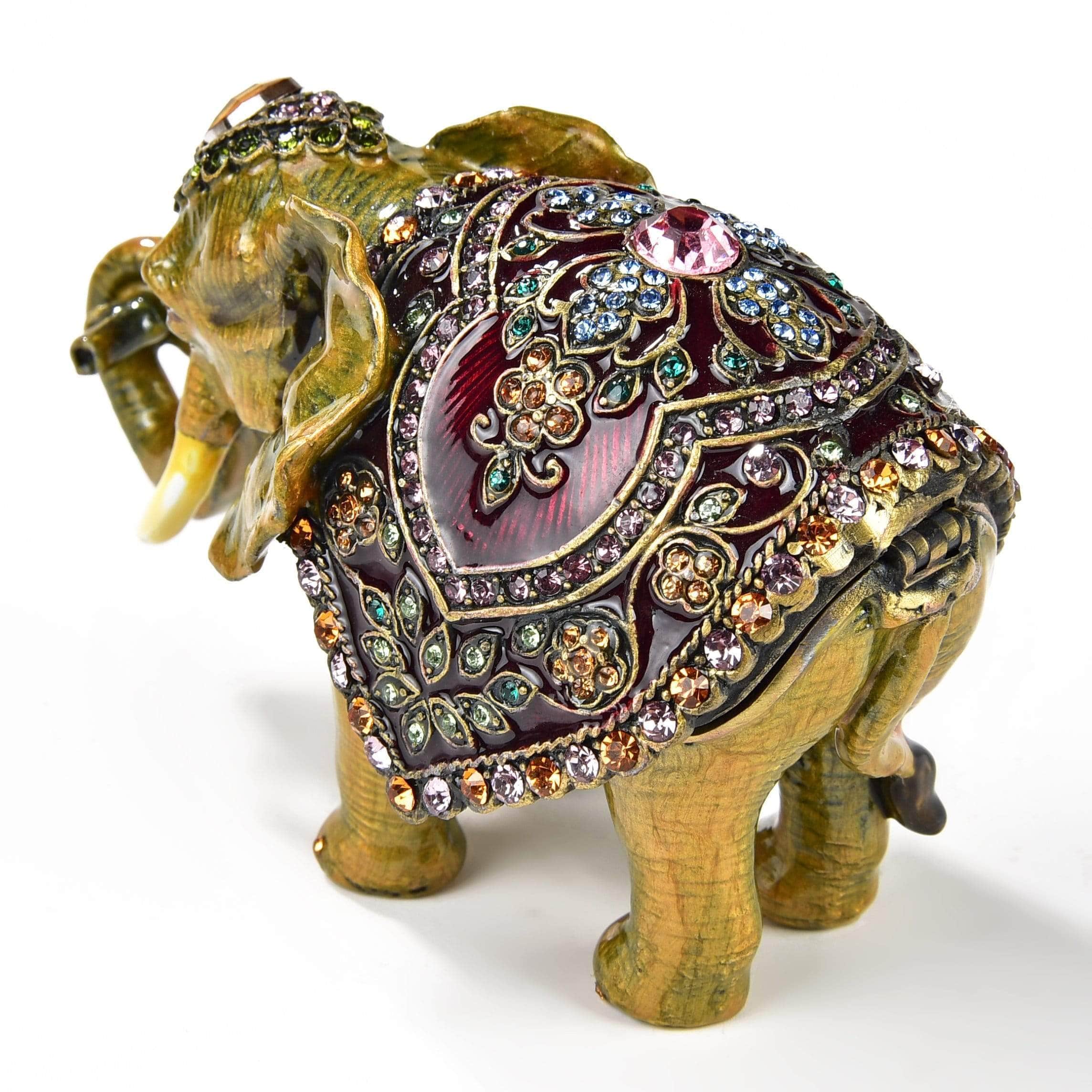 Kalifano Vanity Figurine Amethyst Elephant Figurine Keepsake Box made with Crystals SVA-074