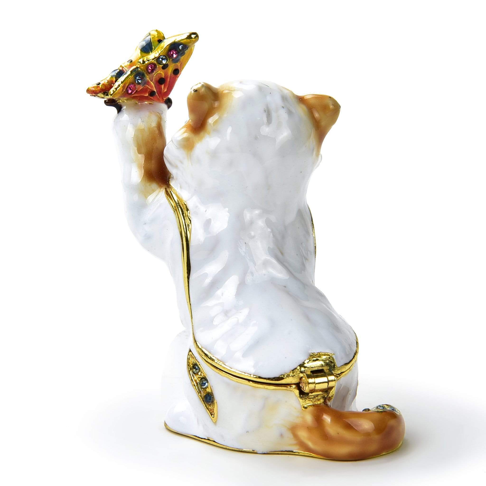 Kalifano Vanity Figurine Cat & Butterfly Figurine Keepsake Box made with Crystals SVA-099