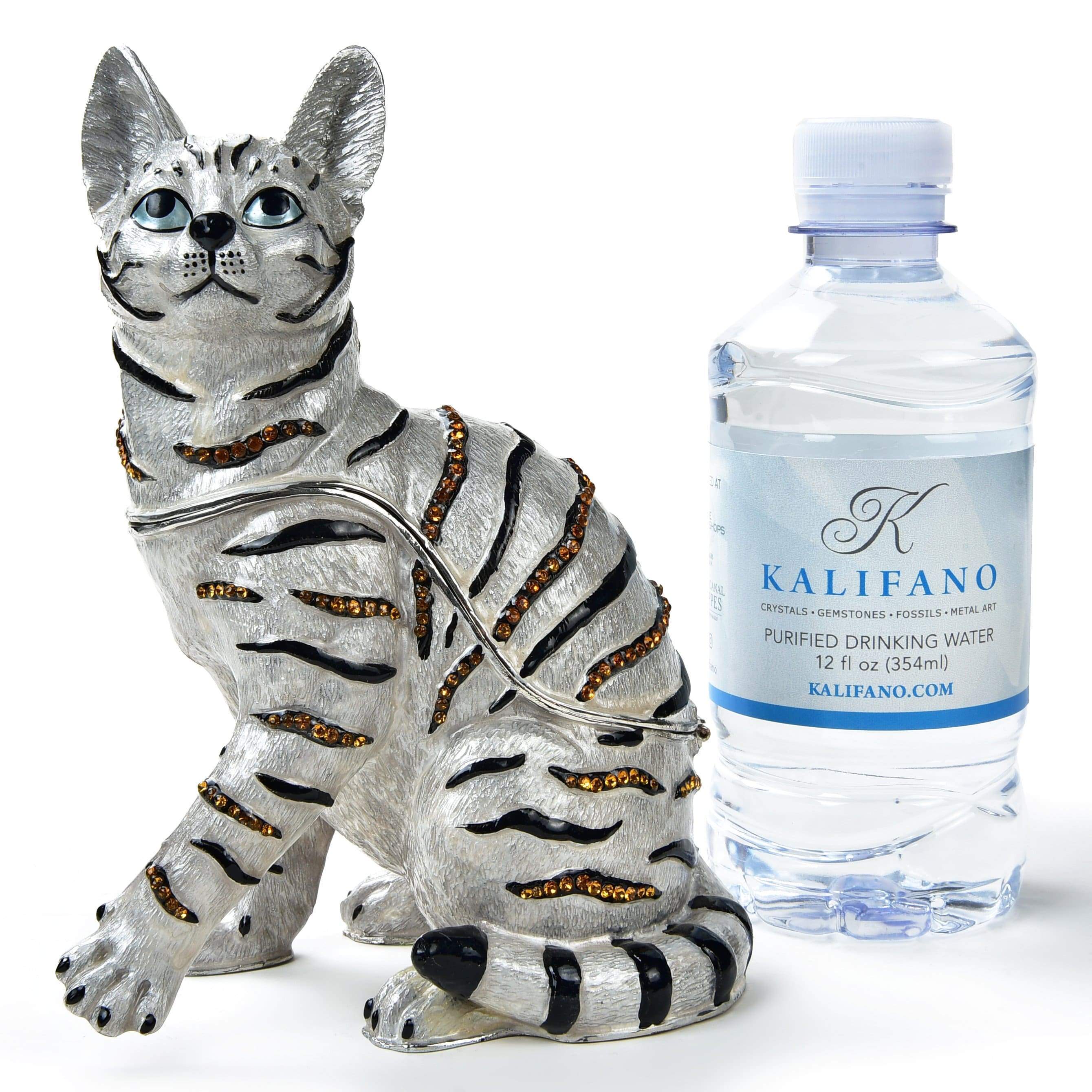 Kalifano Vanity Figurine Coco Cat Figurine Keepsake Box made with Crystals SVA-096