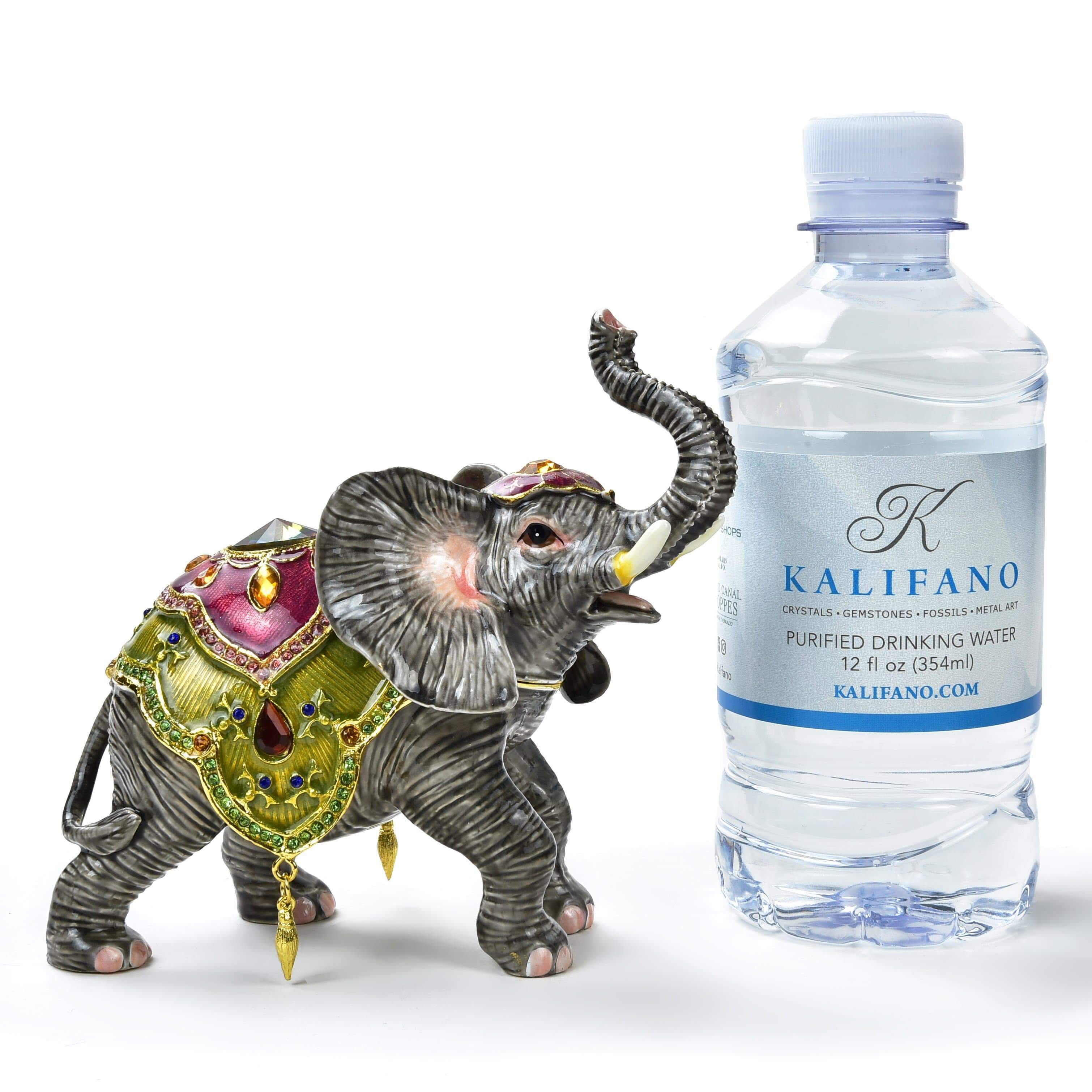Kalifano Vanity Figurine Elephant Figurine Keepsake Box made with Crystals SVA-091