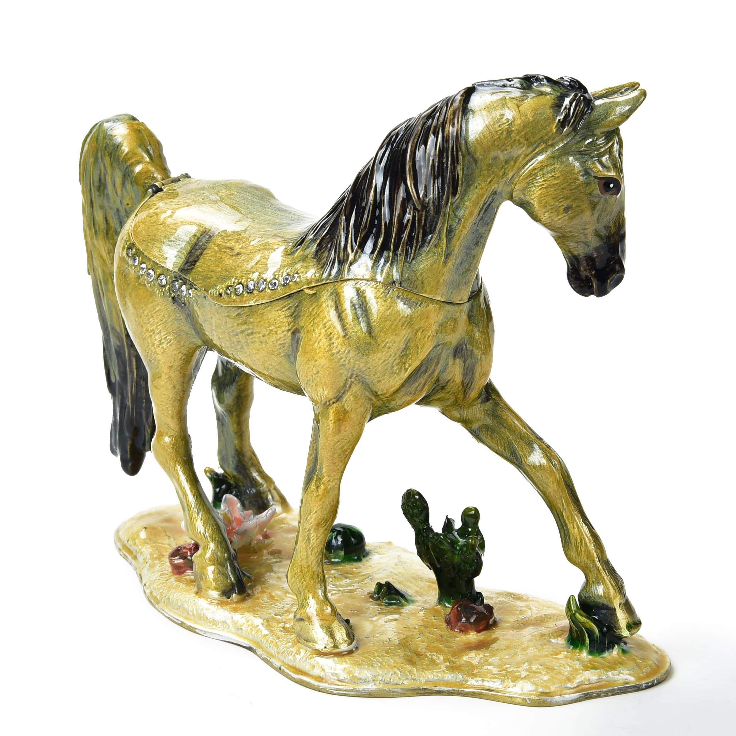 Kalifano Vanity Figurine Horse Figurine Keepsake Box made with Crystals SVA-087