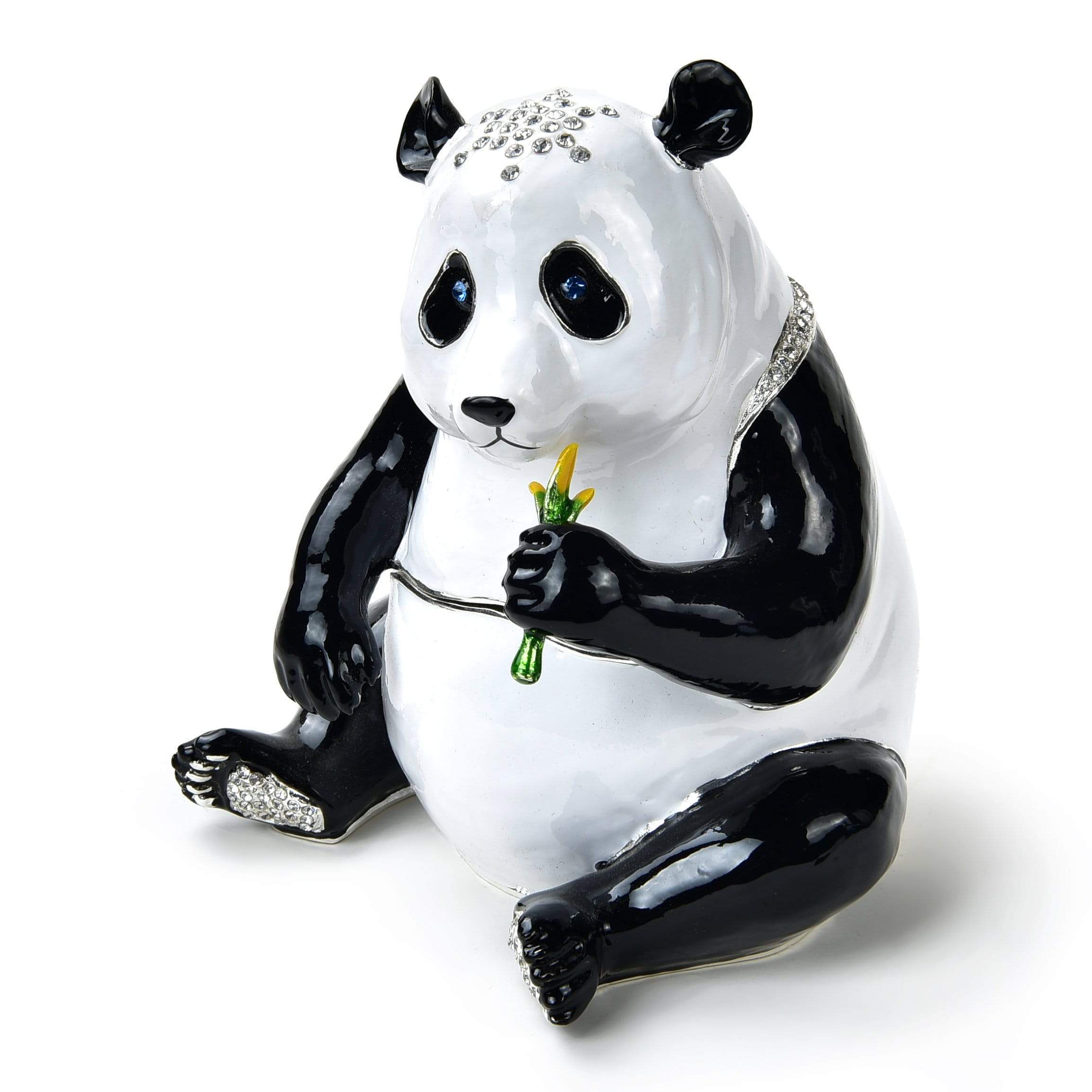 Kalifano Vanity Figurine Panda Figurine Keepsake Box made with Crystals SVA-097