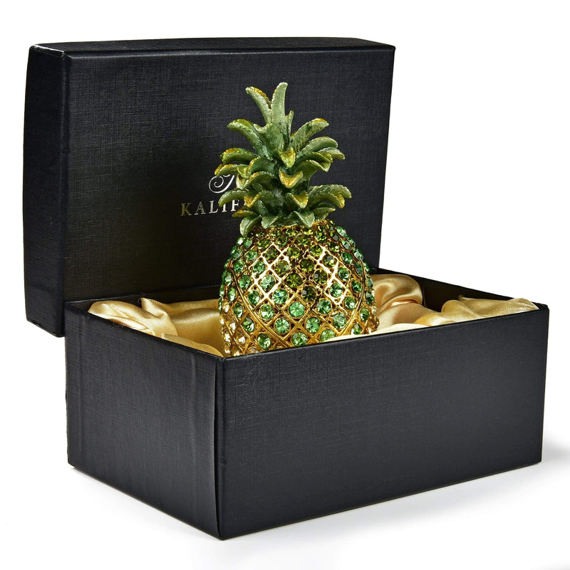 Kalifano Vanity Figurine Pineapple Figurine Keepsake Box made with Crystals SVA-065