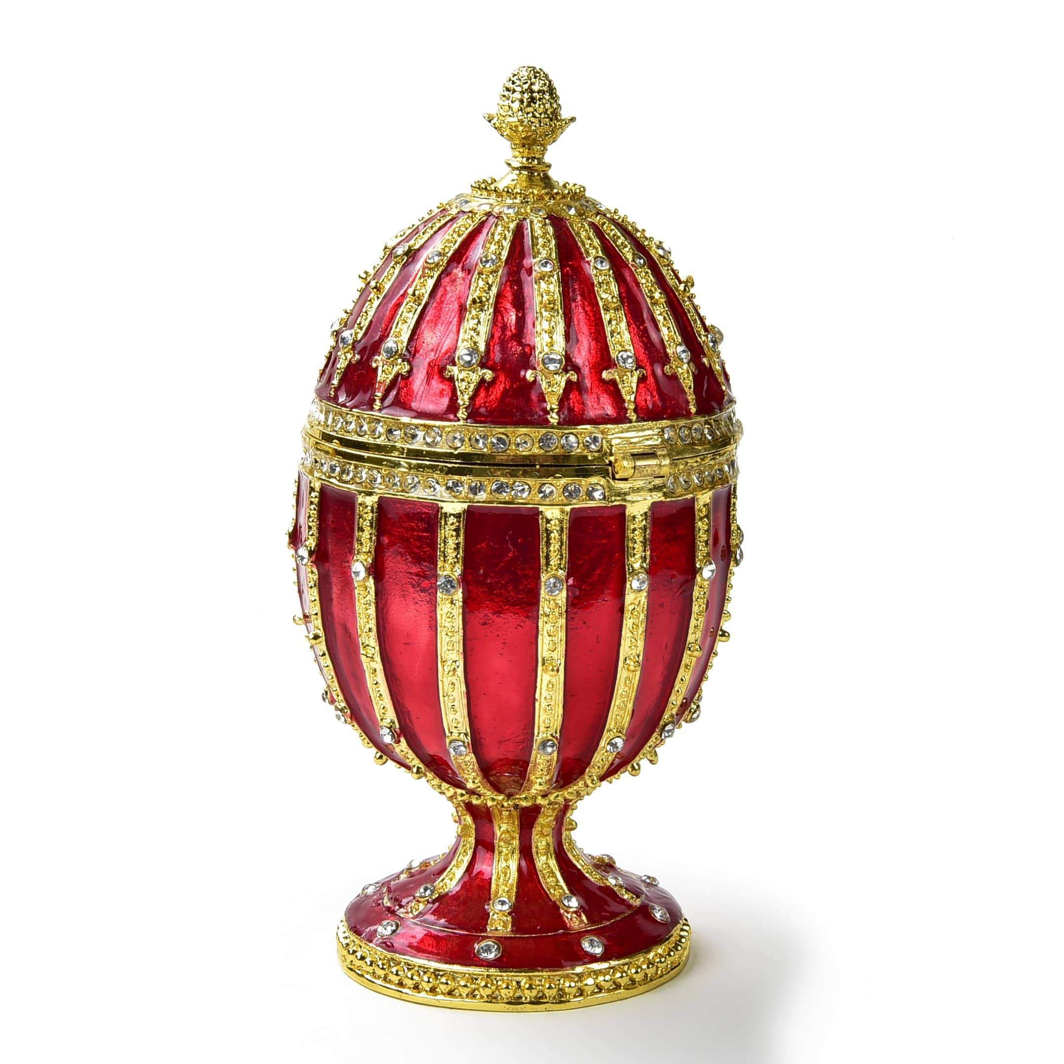 Kalifano Vanity Figurine Red Faberge Egg Figurine Keepsake Musical Box made with Crystals SVA-089